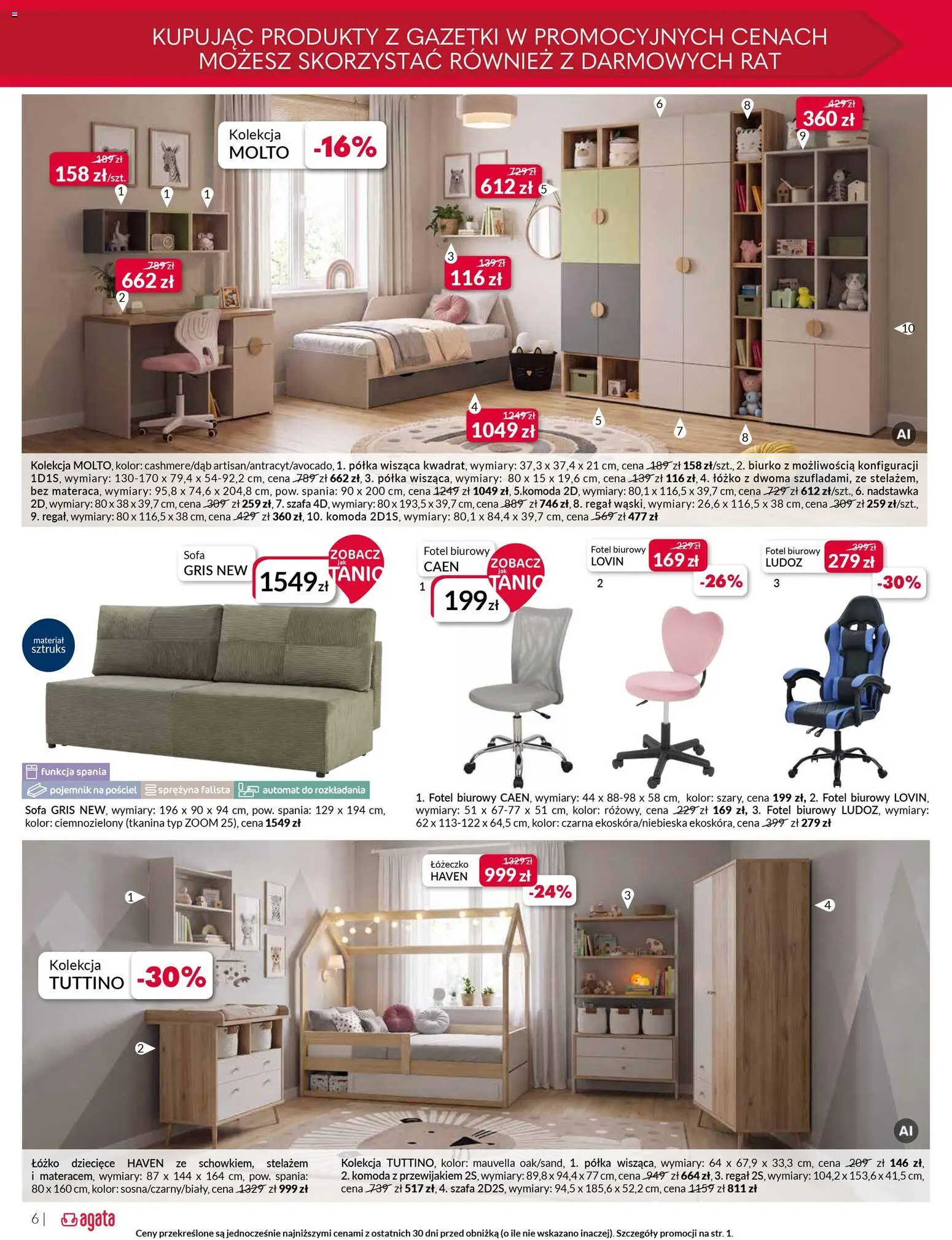 Salony Agata gazetka od 10.08.2026 | Strona: 6 | Produkty: Komoda, Fotel, Biurko, Regał