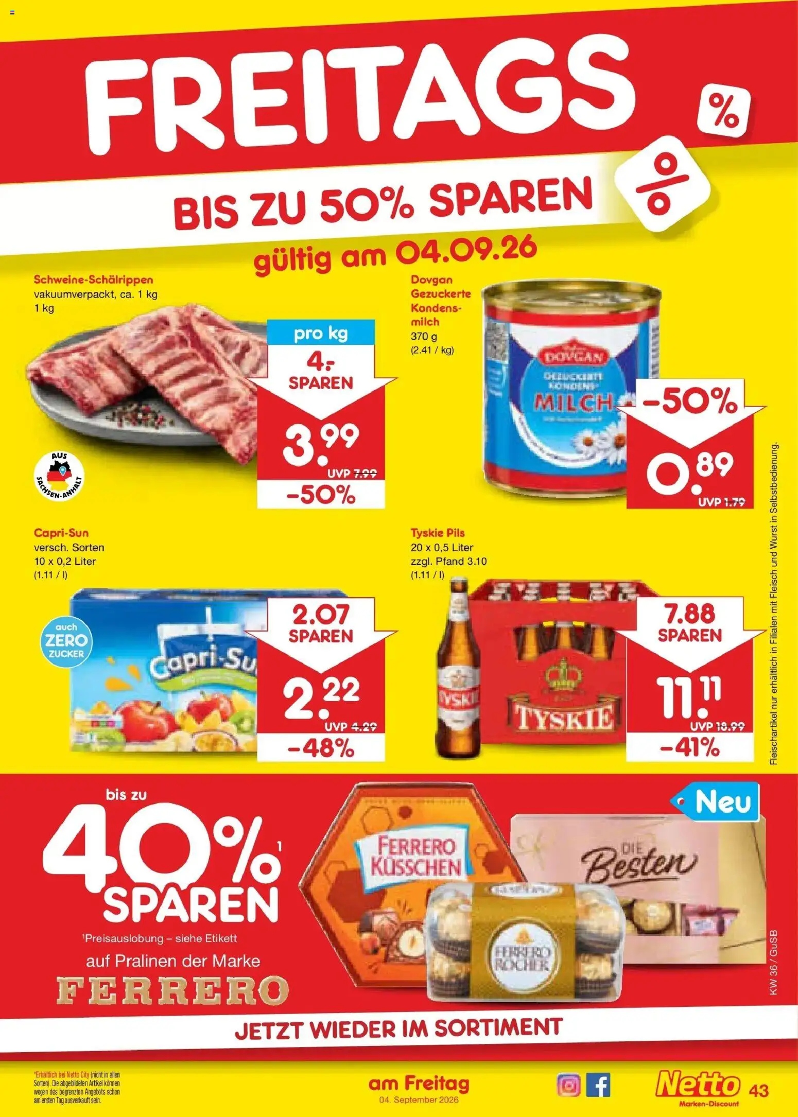 Netto Marken-Discount Prospekt Machern – gültig ab 31.08.2026 | Seite: 55 | Produkte: Milch, Zucker, Wurst, Fleisch