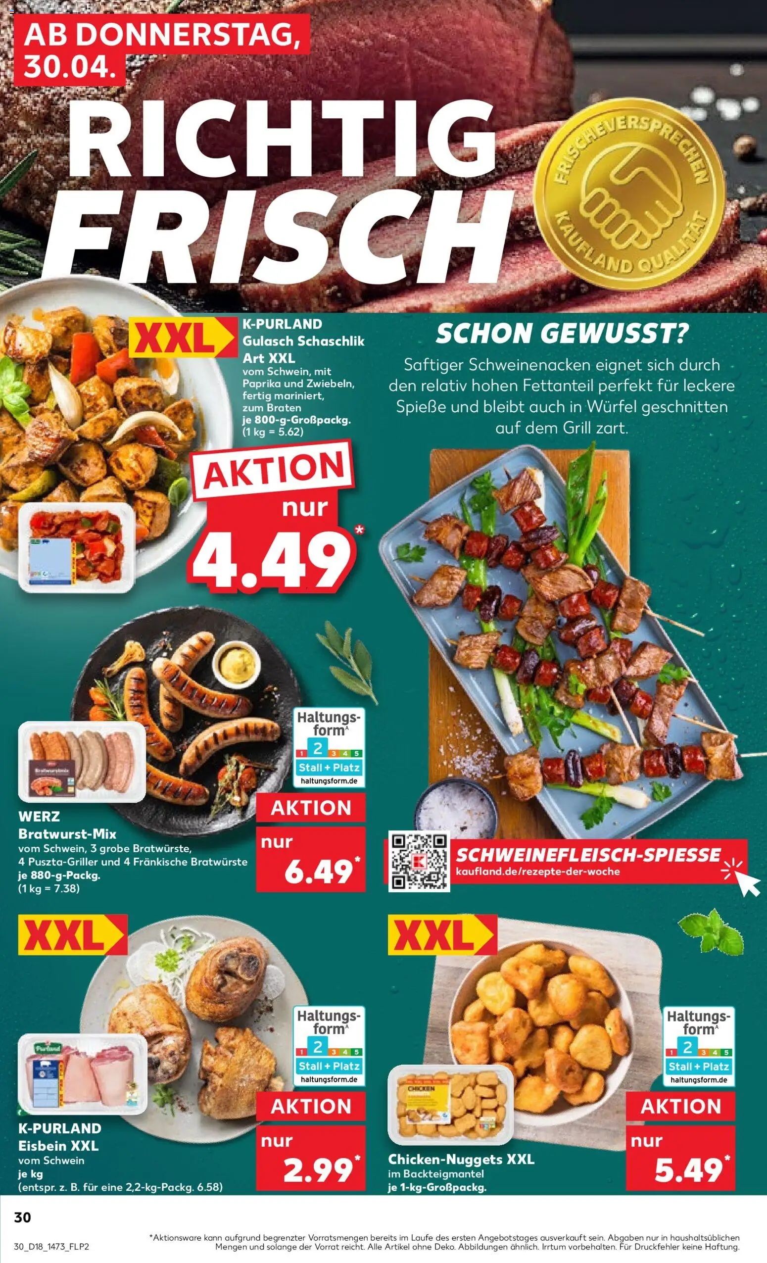 Kaufland Prospekt Frankfurt (Oder)	 – gültig ab 30.04.2026 | Seite: 30 | Produkte: Grill, Spieße, Paprika, Gulasch