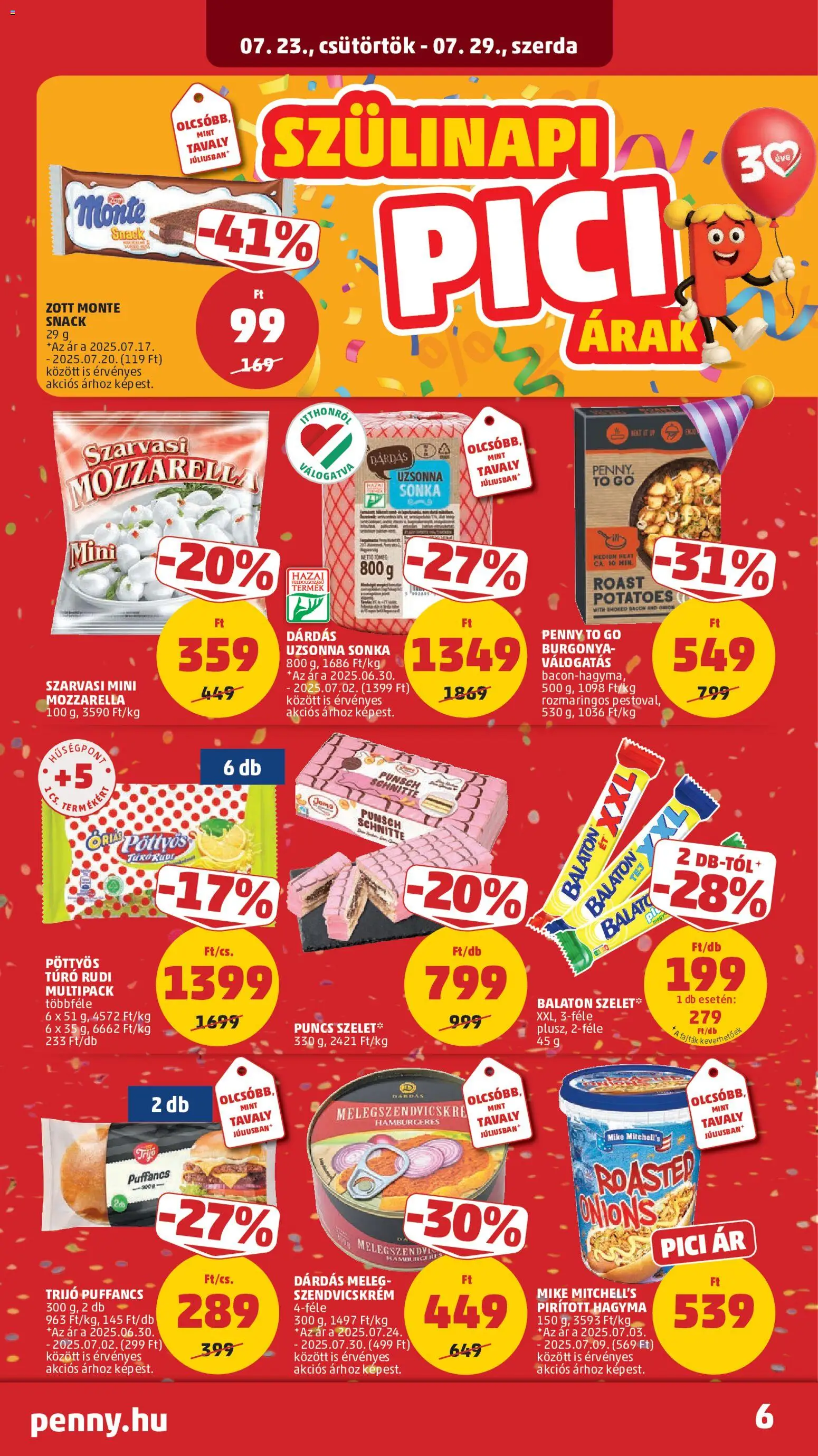 PENNY akciós ujság - amely érvényes a következő dátumtól: 2026.07.23. | Oldal: 9 | Termékek: Mozzarella, Szendvicskrém, Szarvasi, Túró