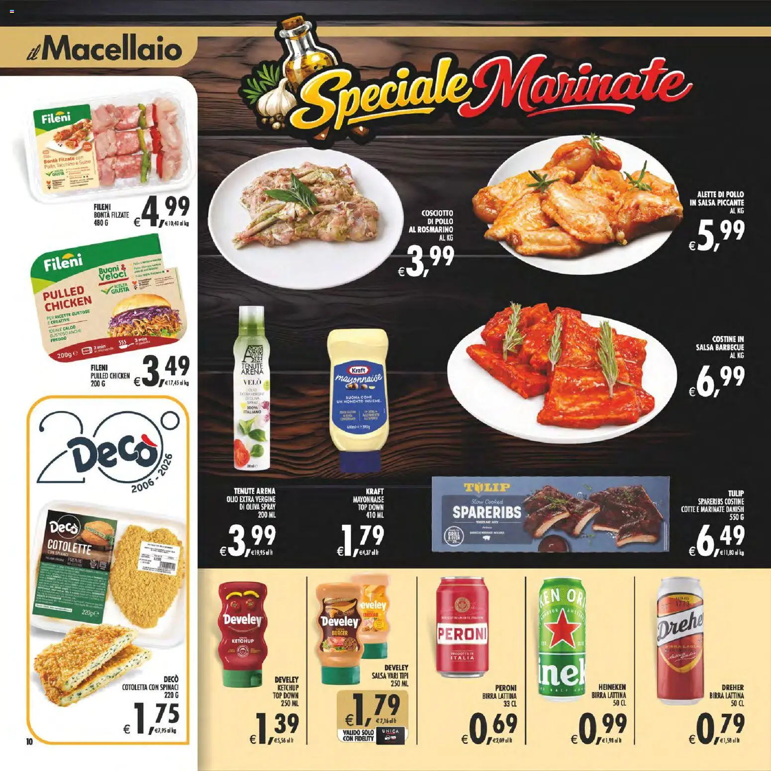 Volantino Decò del 11/08/2026 | Pagina: 10 | Prodotti: Birra, Pollo, Cheddar, Salsa barbecue