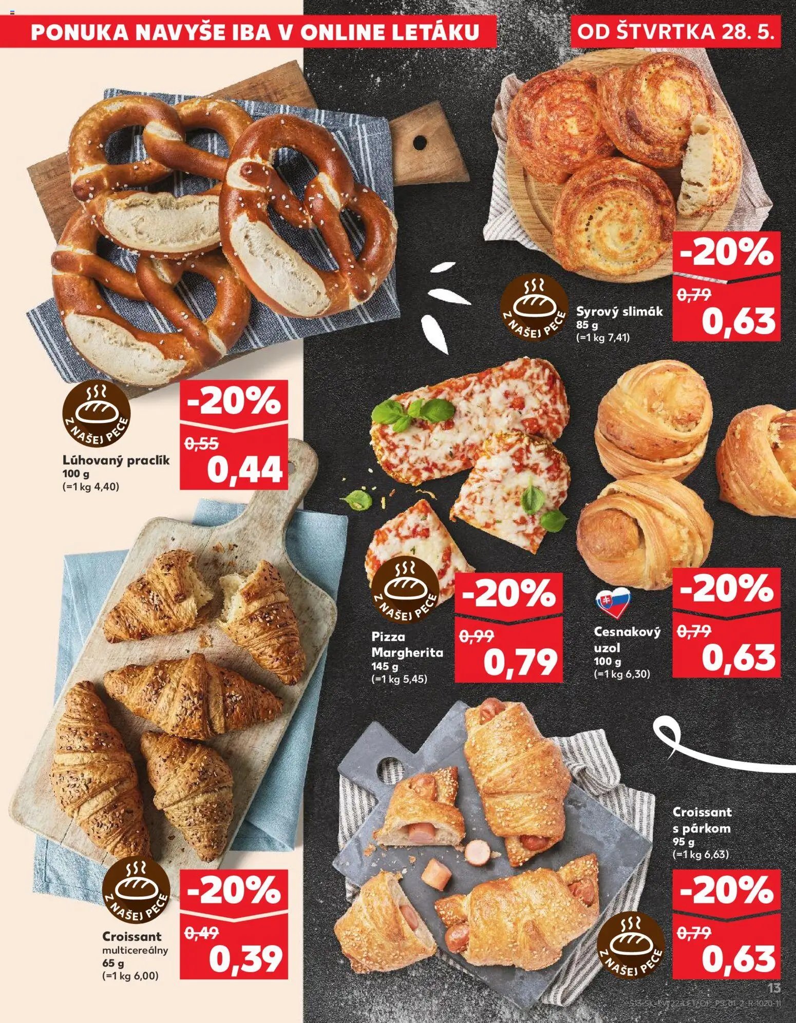 Nové Kaufland akcie – leták je platný od 28.05.2026 | Strana: 13 | Produkty: Pizza, Croissant, Pec
