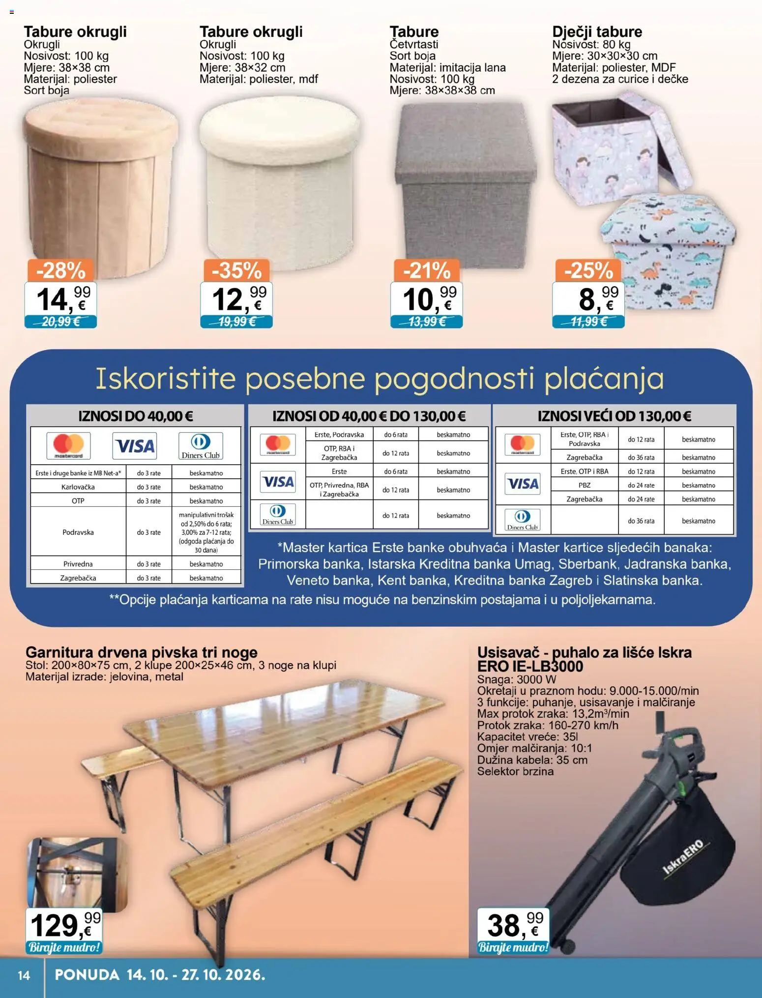 KTC katalog | vrijedi od 14.10.2026 | Stranica: 14 | Proizvodi: Usisavač, Stol, Tabure