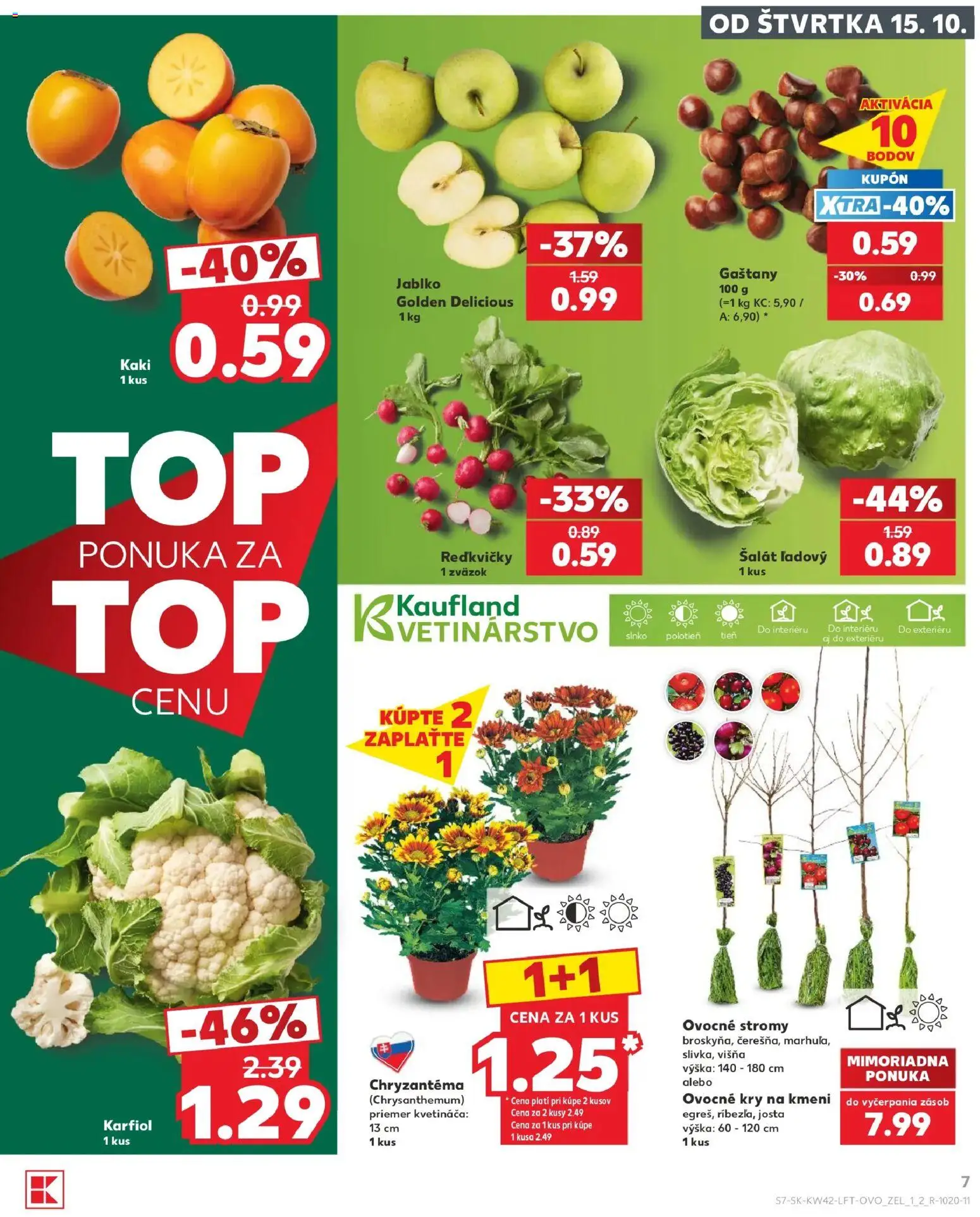 Nové Kaufland akcie – leták je platný od 15.10.2026 | Strana: 7 | Produkty: Gaštany, Kaki, Karfiol, Šalát