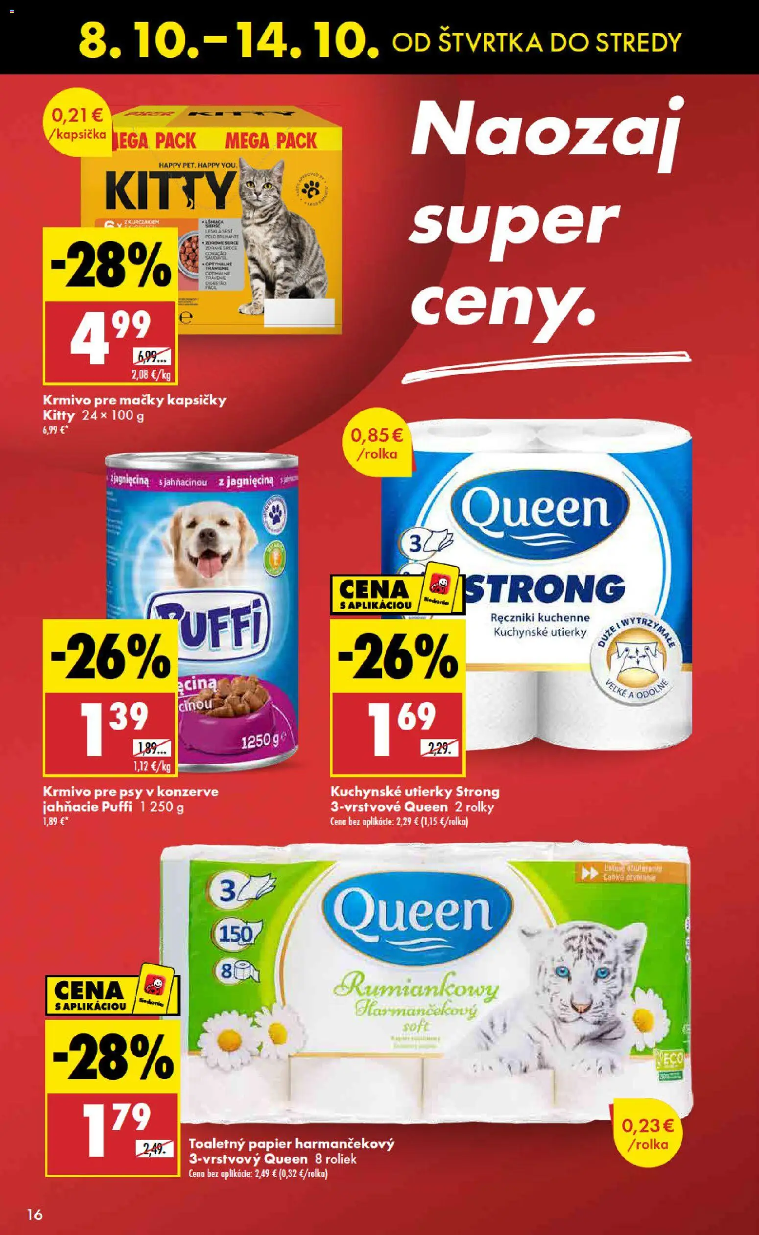 Nové Biedronka akcie – leták je platný od 08.10.2026 | Strana: 16 | Produkty: Toaletný papier, Kuchynské utierky, Kapsičky, Utierky