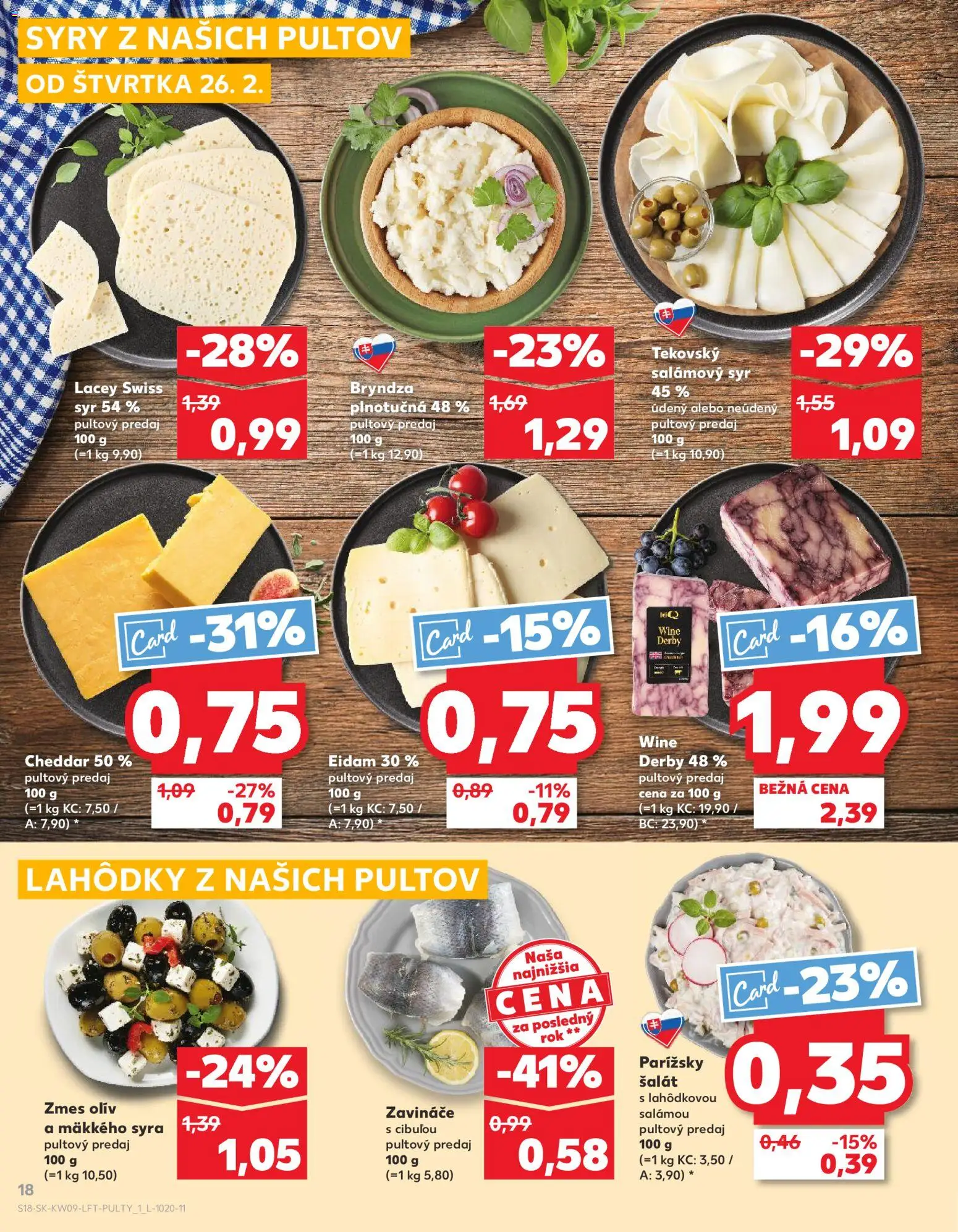 Nové Kaufland akcie – leták je platný od 26.02.2026 | Strana: 18 | Produkty: Syr, Cheddar, Bryndza, Šalát