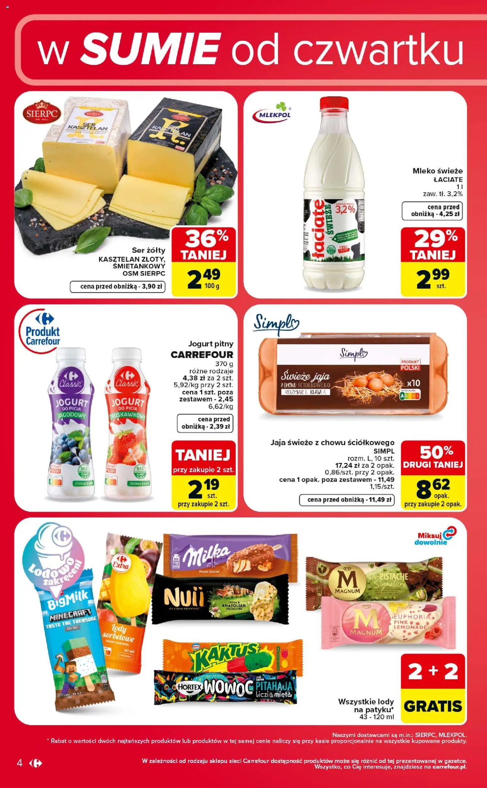 Carrefour gazetka - Weekend okazji od 30.07.2026 | Strona: 4 | Produkty: Ser żółty, Milka, Mięta, Mleko