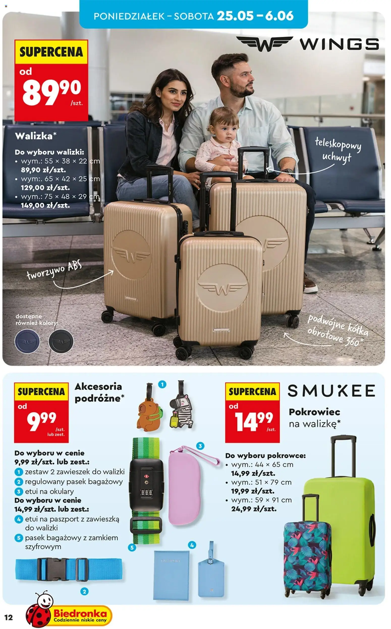 Biedronka gazetka - Hity i inspiracje od 25.05.2026 | Strona: 14 | Produkty: Okulary, Pasek, Walizka, Walizki