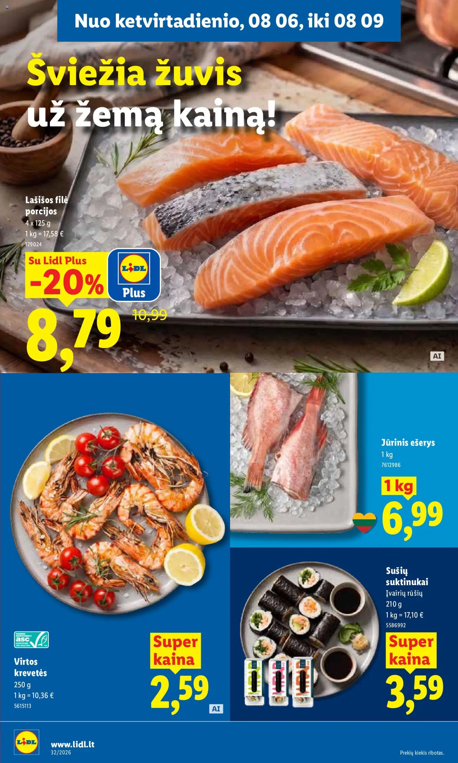 LIDL akcijos nuo 2026.08.03 | Puslapis: 44 | Prekių: Lašišos, Žuvis