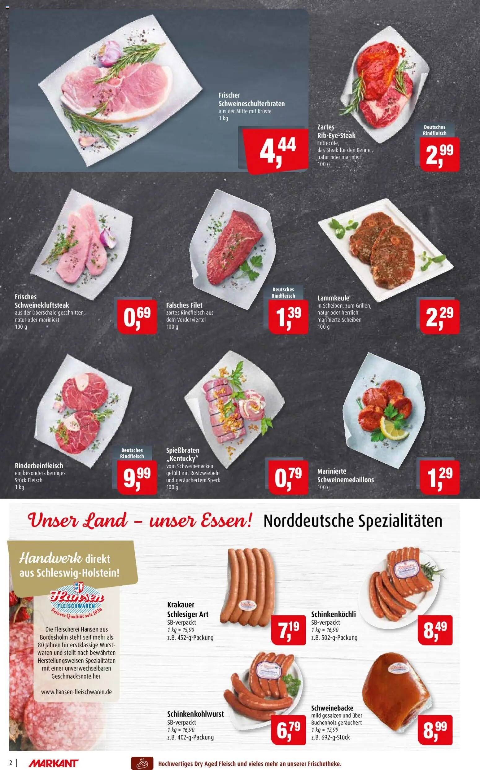 Markant Prospekt – gültig ab 12.10.2026 | Seite: 2 | Produkte: Lammkeule, Wurst, Rindfleisch, Fleisch