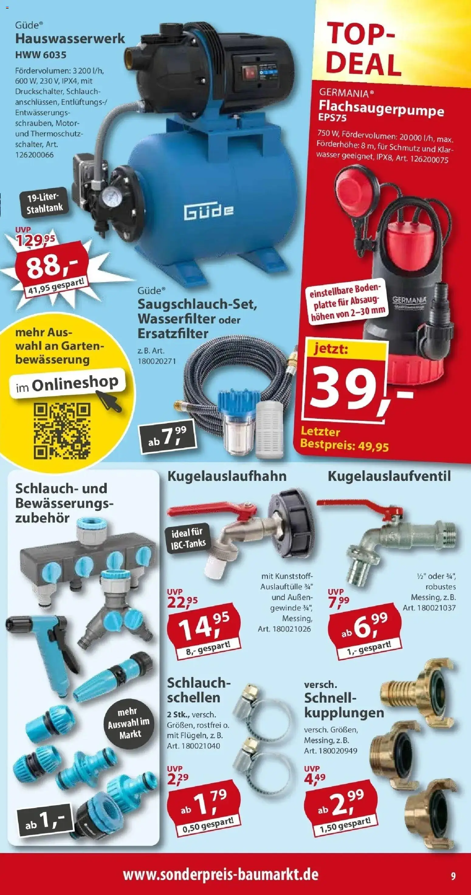 Sonderpreis Baumarkt Aktuelle Angebote – gültig ab 25.04.2026 | Seite: 9 | Produkte: Top, Wasser