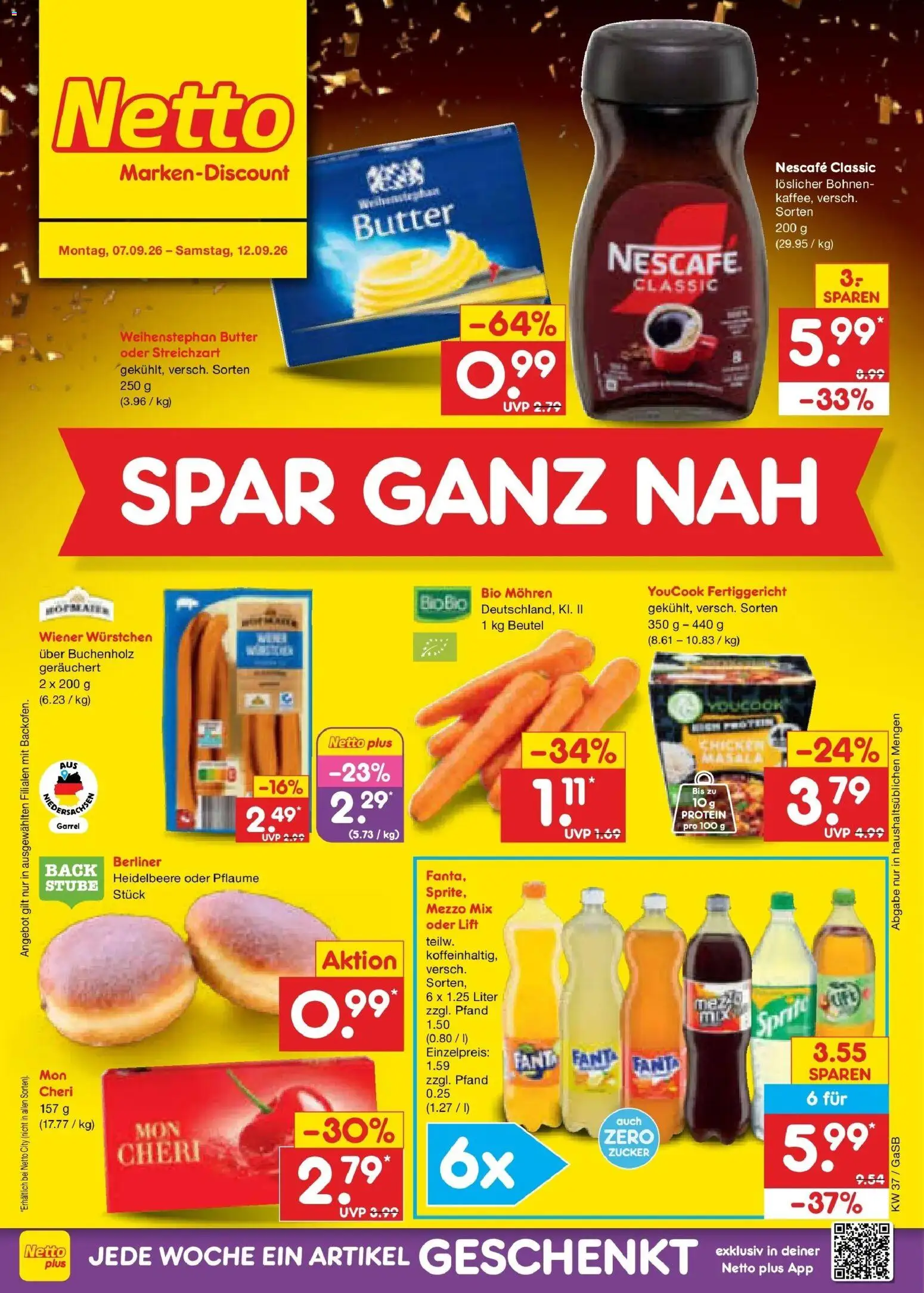 Netto Marken-Discount Prospekt Oldenburg – gültig ab 07.09.2026 | Seite: 3 | Produkte: Berliner, Mezzo mix, Fanta, Weihenstephan butter