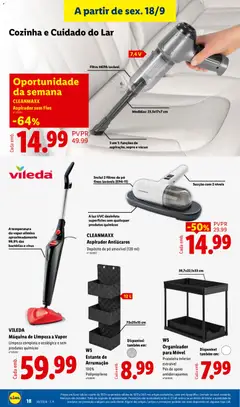 Pré-visualização CLEANMAXX Aspirador Antiácaros, Aspirador antiácaros com depósito de pó amovível (120 ml). A luz UVC desinfeta superfícies sem quaisquer produtos químicos. válido de 18/09/2026 | Página: 18