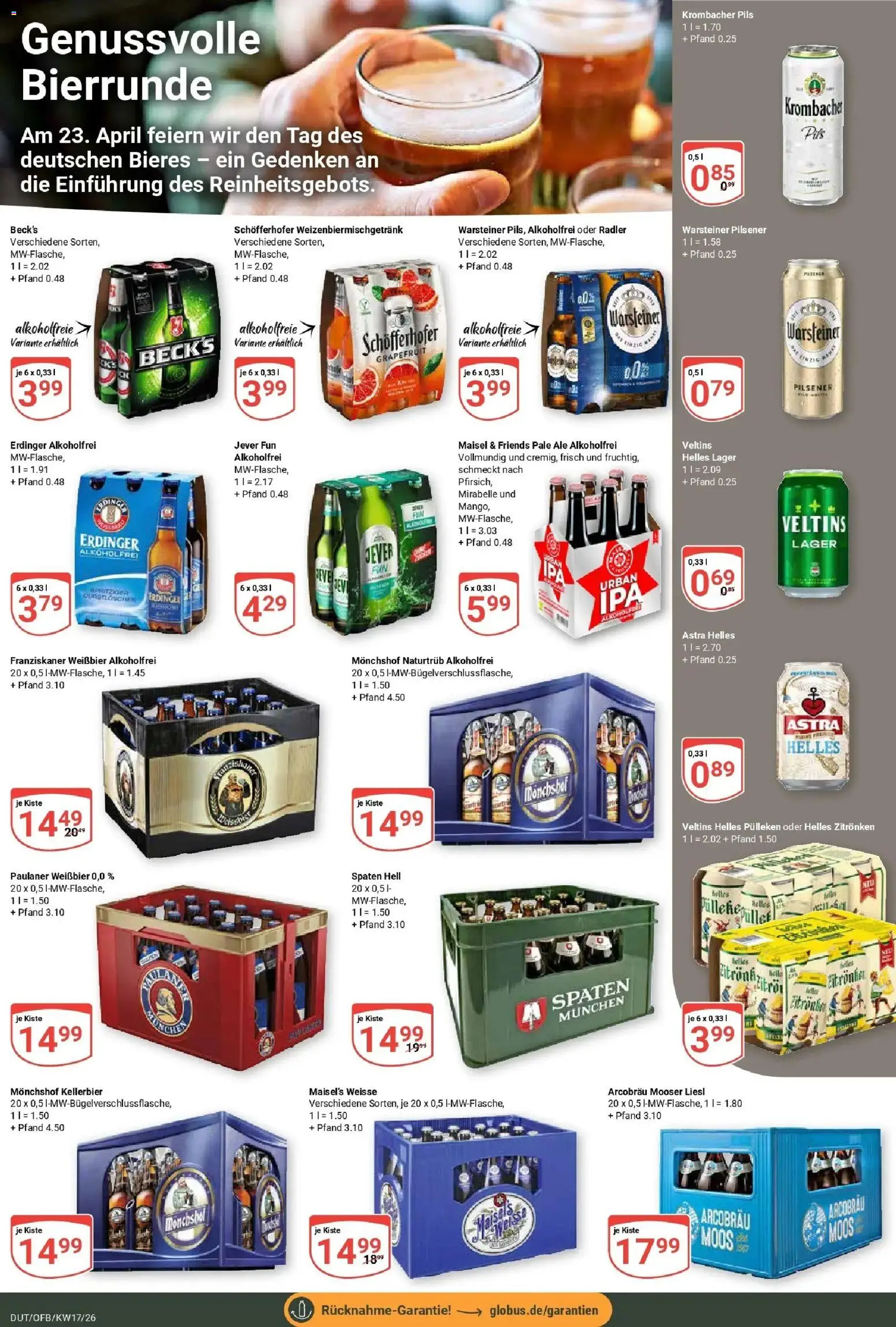 Globus Prospekt Wetzlar-Dutenhofen	 – gültig ab 20.04.2026 | Seite: 17 | Produkte: Monchshof, Franziskaner, Grapefruit, Paulaner