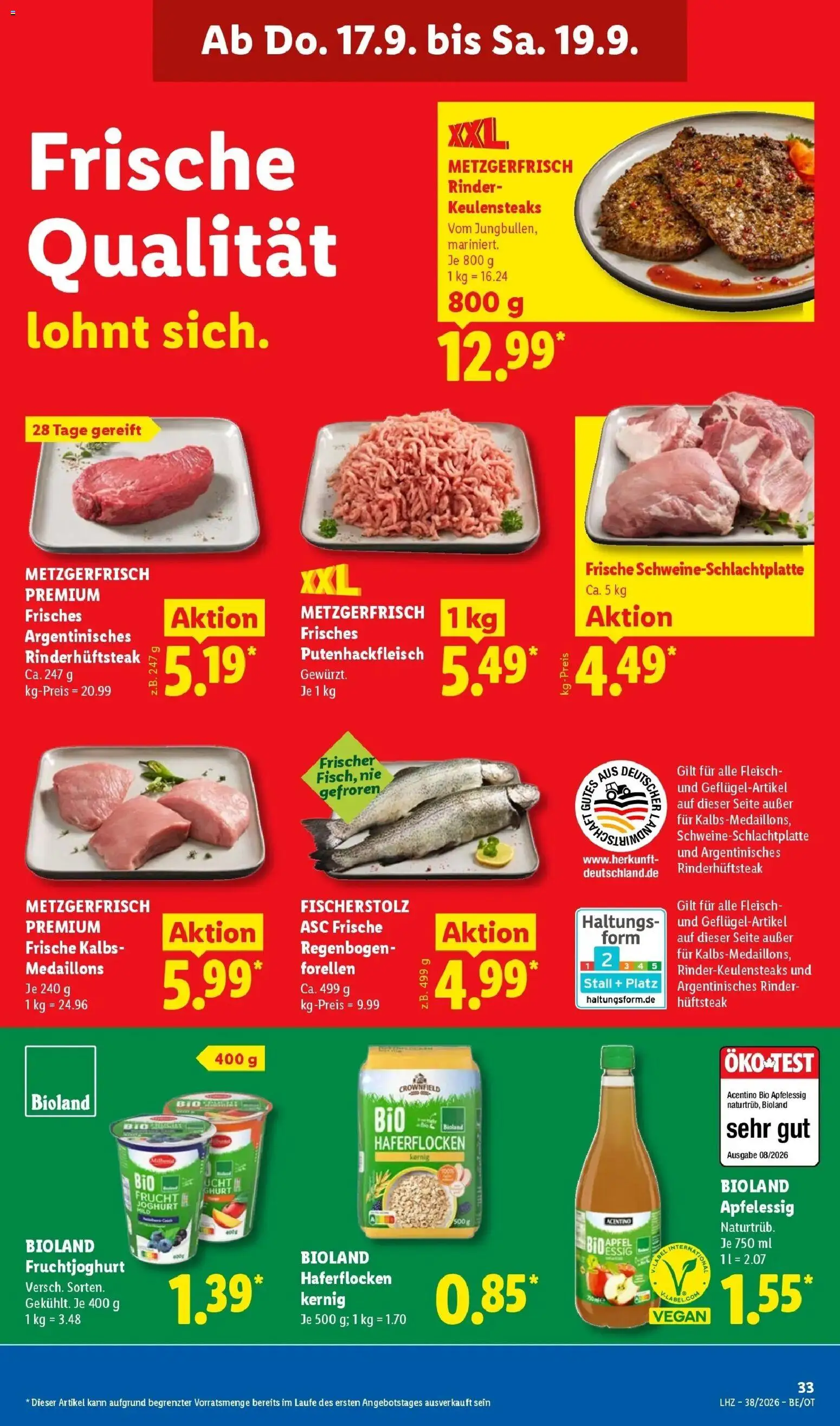 Lidl Prospekt Mahlow (ab 14.09.2026) zum Blättern » Angebote | Seite: 57 | Produkte: Fruchtjoghurt, Apple, Steak, Fleisch