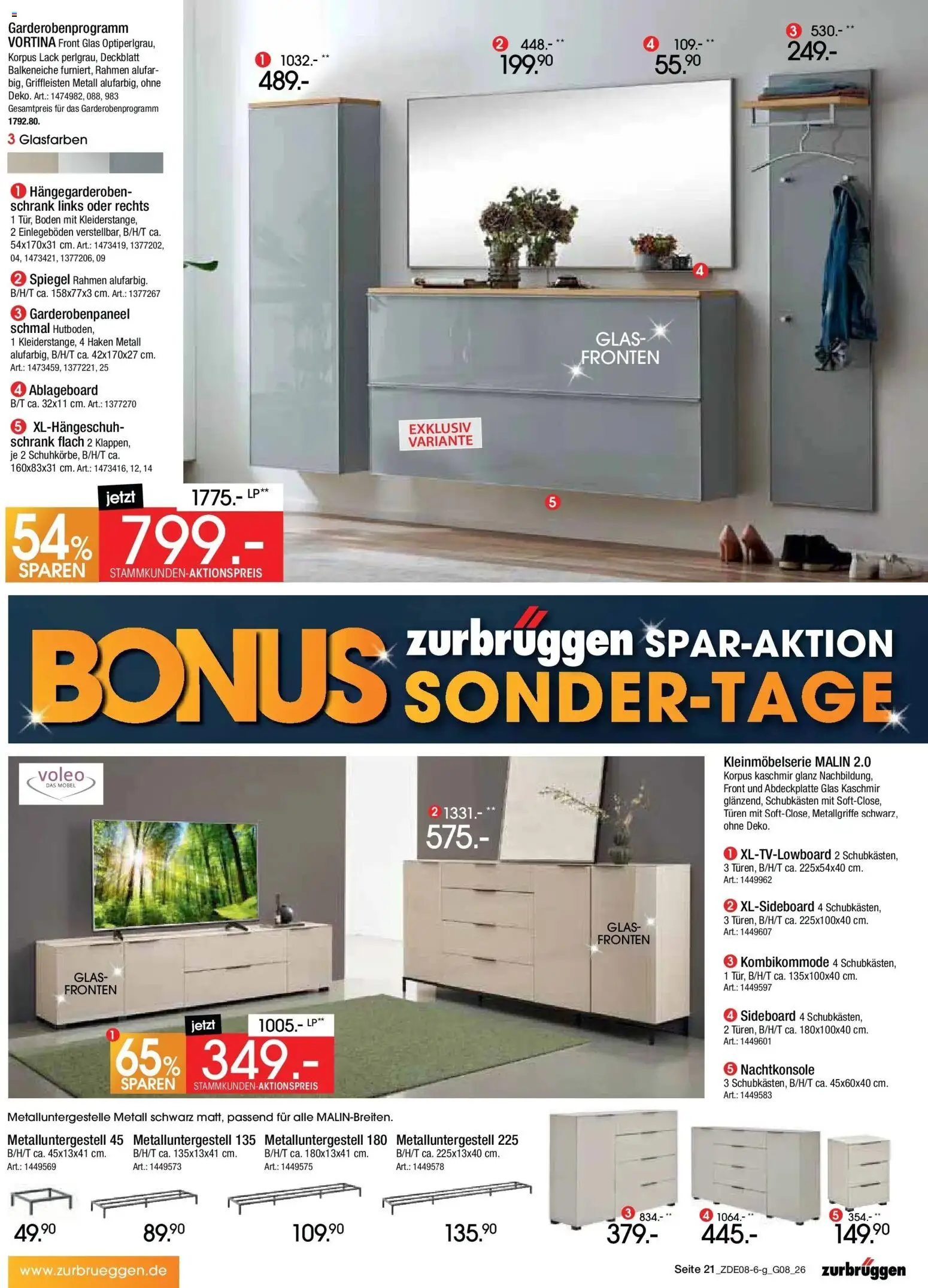 Zurbrüggen - Zurbrüggen: Bonus Sonder-Tage – gültig ab 31.07.2026 | Seite: 29 | Produkte: Sideboard, Schrank, Spiegel