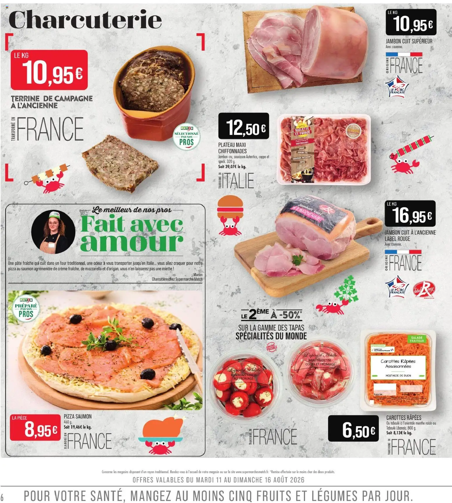 {H1} | Page: 6 | Produits: Menthe, Plateau, Mozzarella, Crème