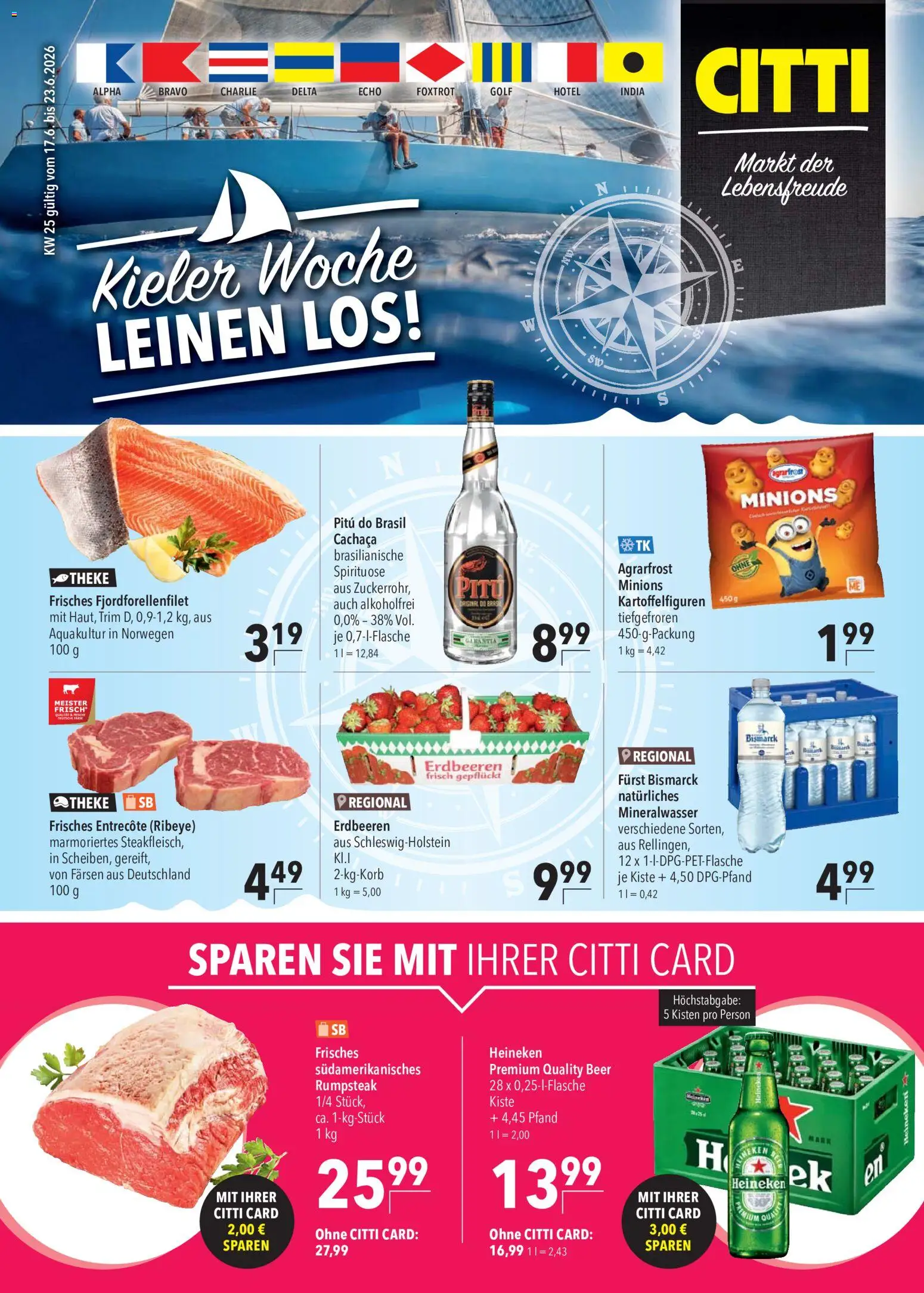 CITTI Markt Prospekt – gültig ab 17.06.2026 | Seite: 1 | Produkte: Rumpsteak, Theke, Entrecote, Mineralwasser