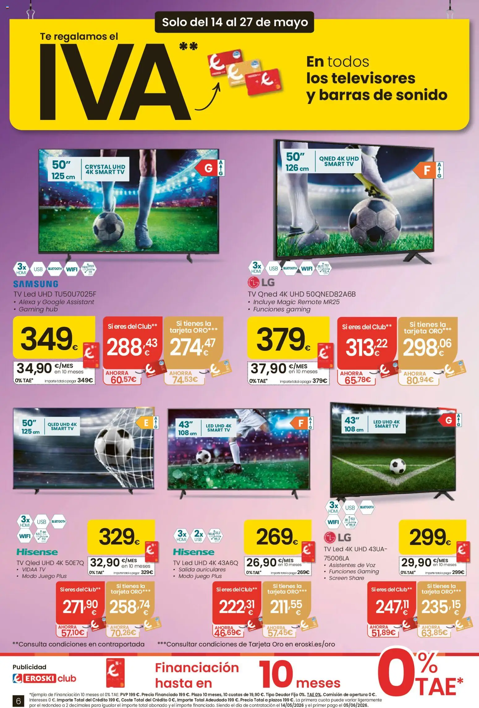 Eroski Te regalamos el IVA  │ válido desde el 14.05.2026 | Página: 6 | Productos: Barras de sonido, Té, Auriculares