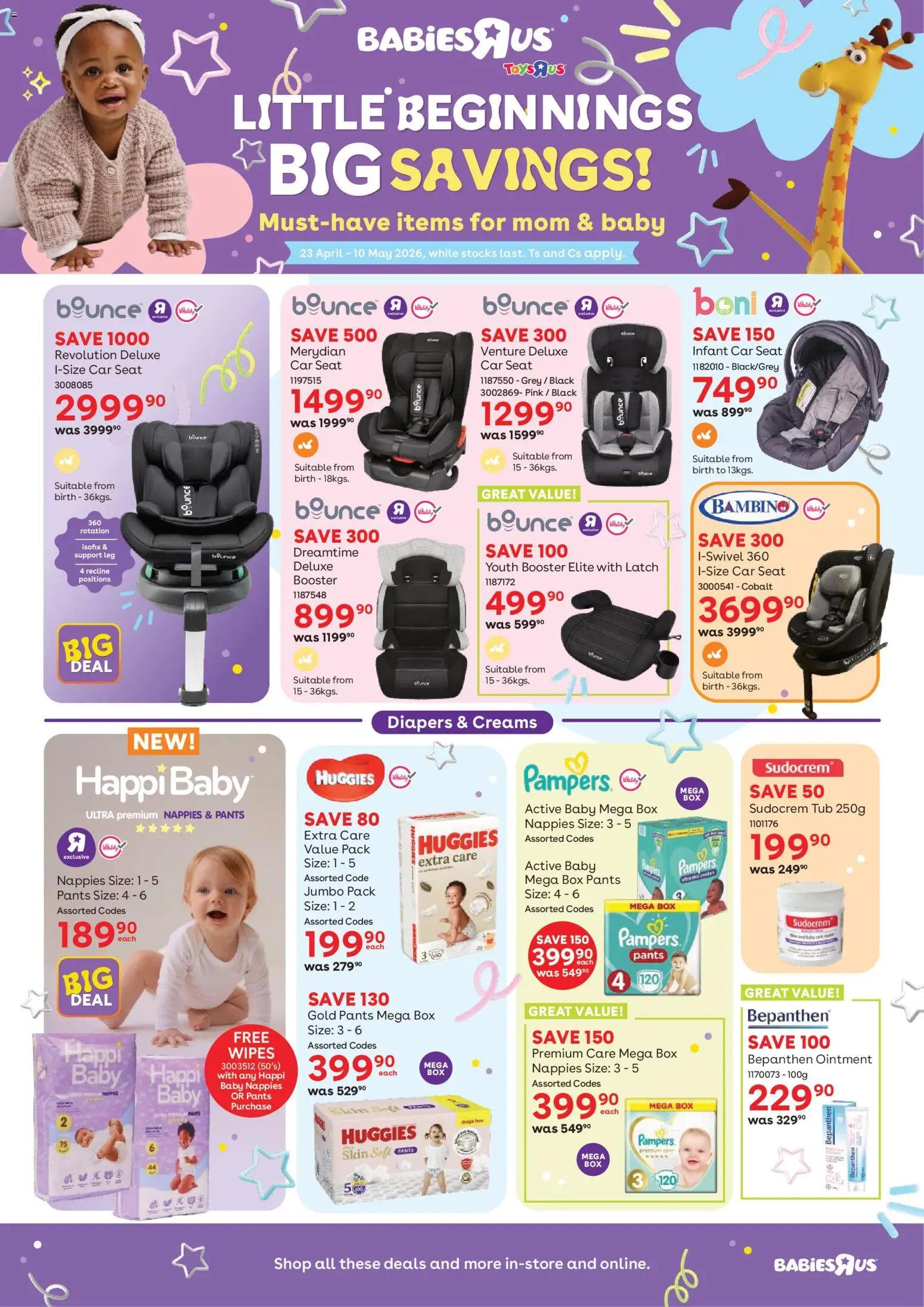 New Babies R Us catalogue – valid from 23.04.2026 | Page: 1 | Products: Pants, Toys, Box, Nappies