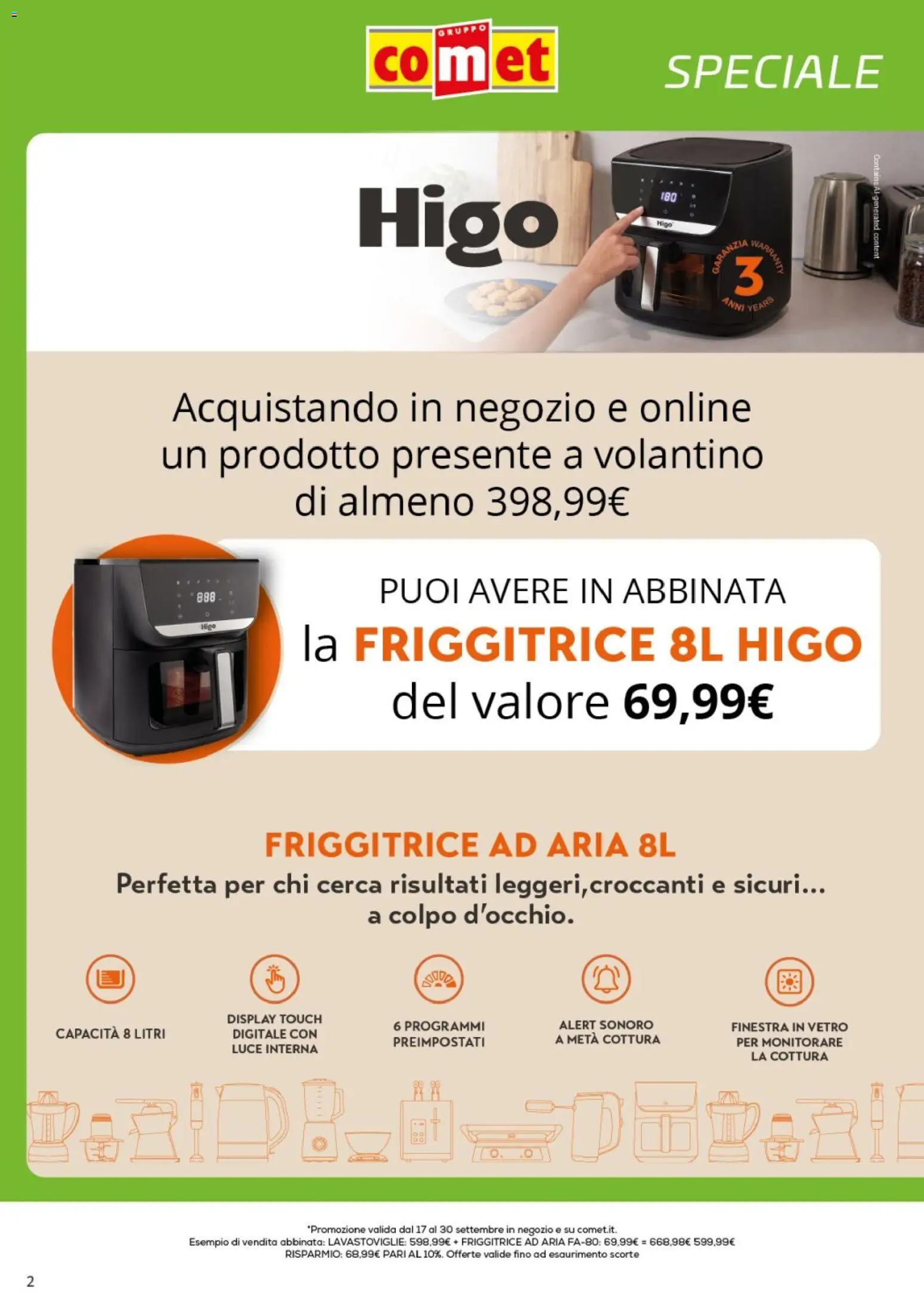 Volantino Comet del 17/09/2026 | Pagina: 2 | Prodotti: Friggitrice ad aria, Lavastoviglie, Monitorare, Friggitrice