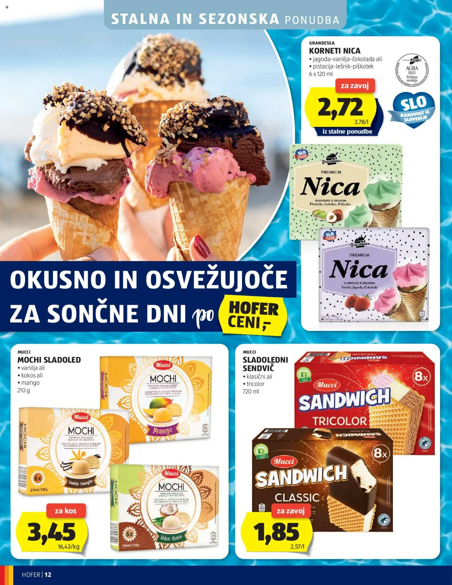 Novi Hofer katalog ponudbe – veljaven od 15.07.2026 | Stran: 12 | Izdelki: Mochi, Kos, Sladoled, Mango