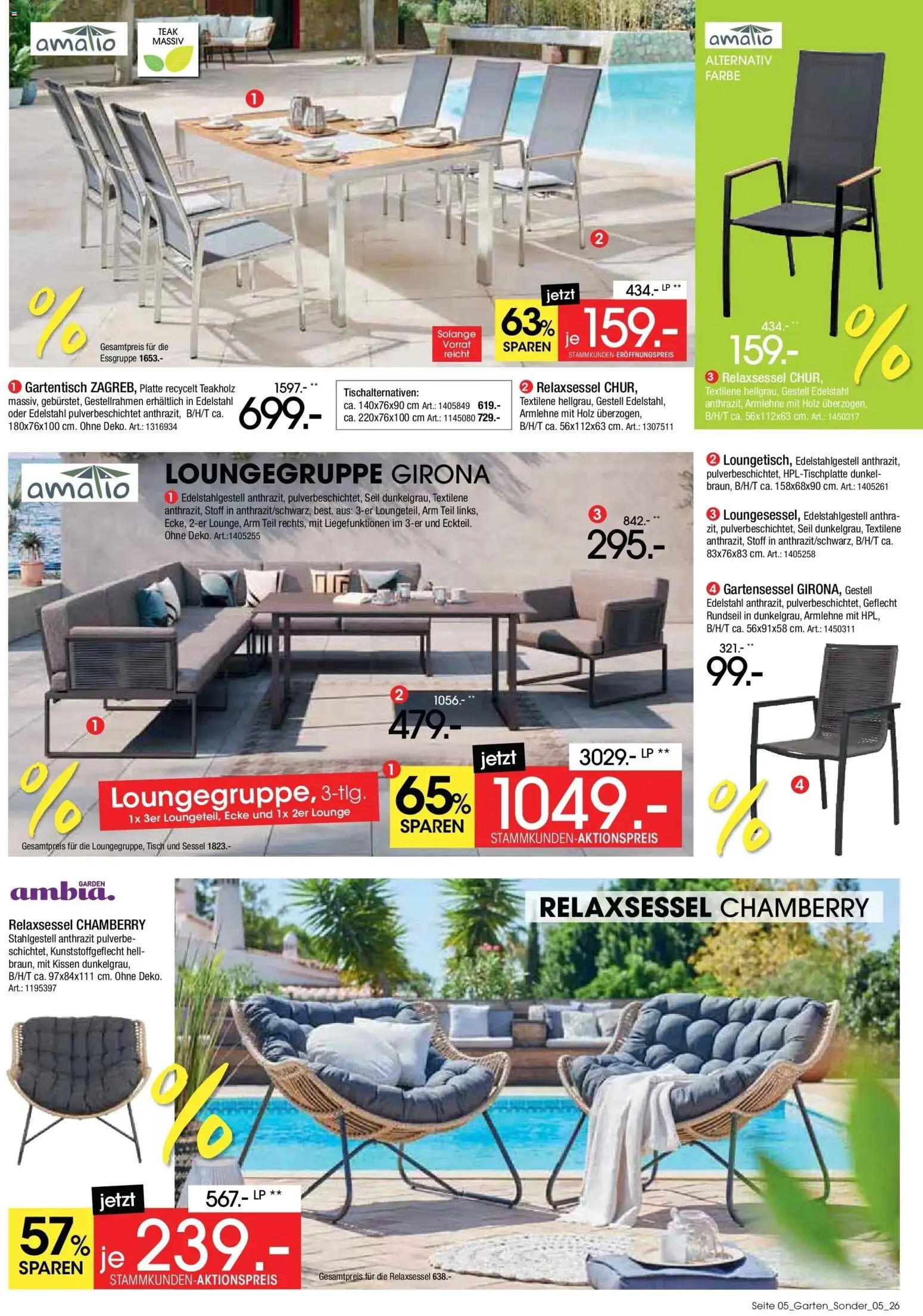 Zurbrüggen Gartenmöbel Sommerschnäppchen – gültig ab 09.07.2026 | Seite: 5 | Produkte: Relaxsessel, Kissen, Sessel, Tisch