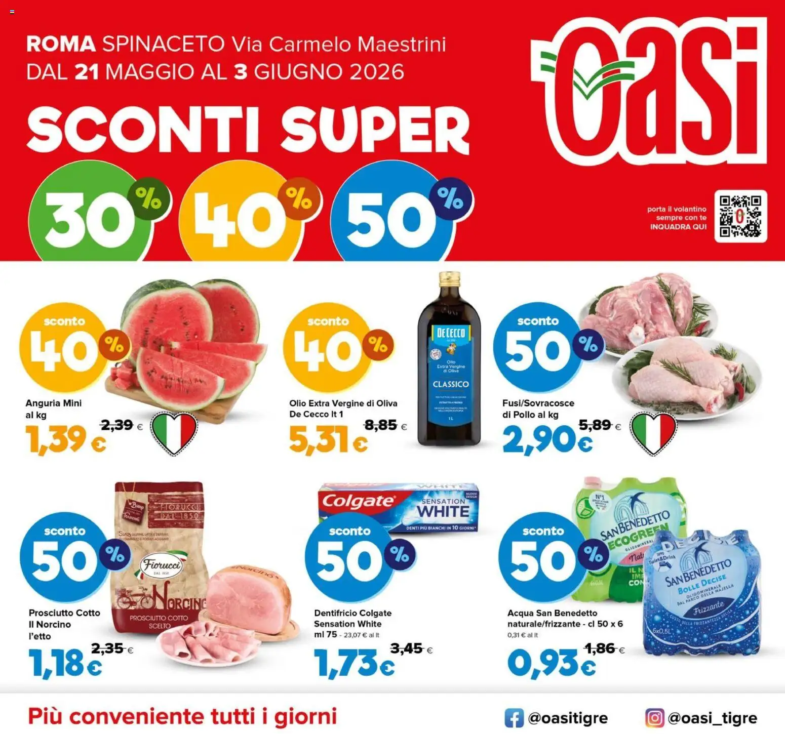 Volantino Oasi del 20.05.2026 | Pagina: 1 | Prodotti: Dentifricio, Olio, Anguria, Olio extra vergine