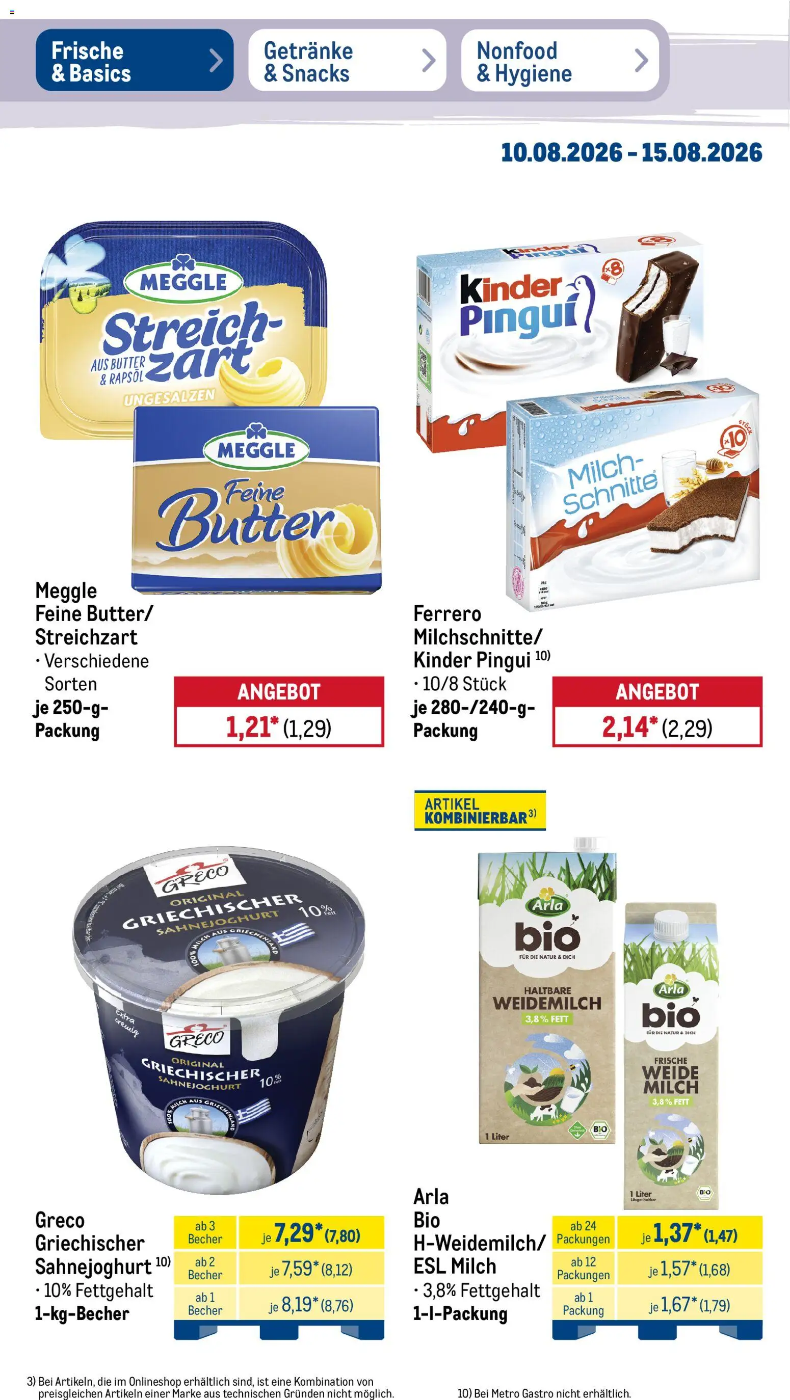 Metro Prospekt – gültig ab 10.08.2026 | Seite: 14 | Produkte: Milch, Butter, Rapsöl