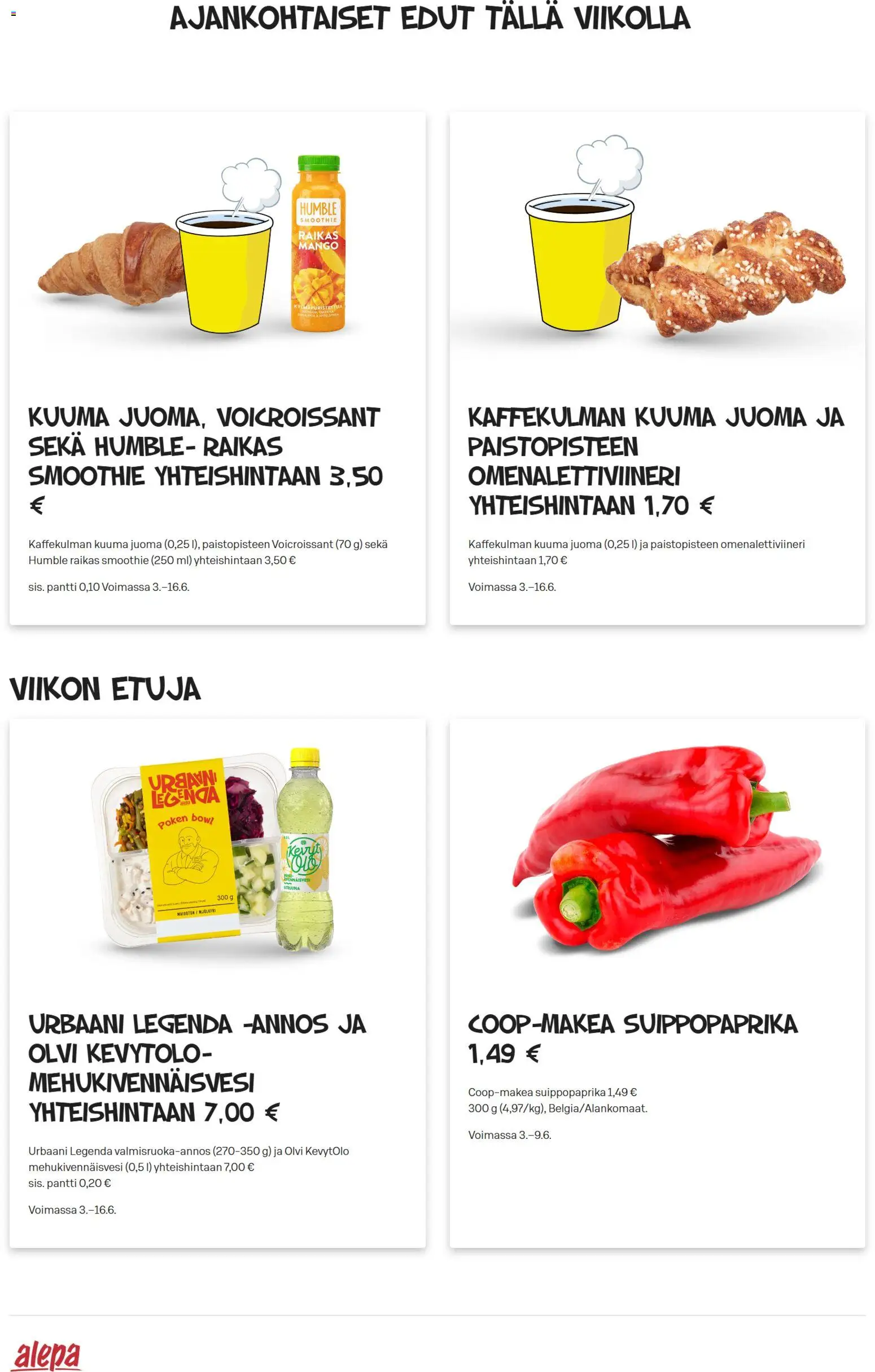 Alepa tarjoukset – voimassa 03.06.2026 alkaen | Sivu: 1