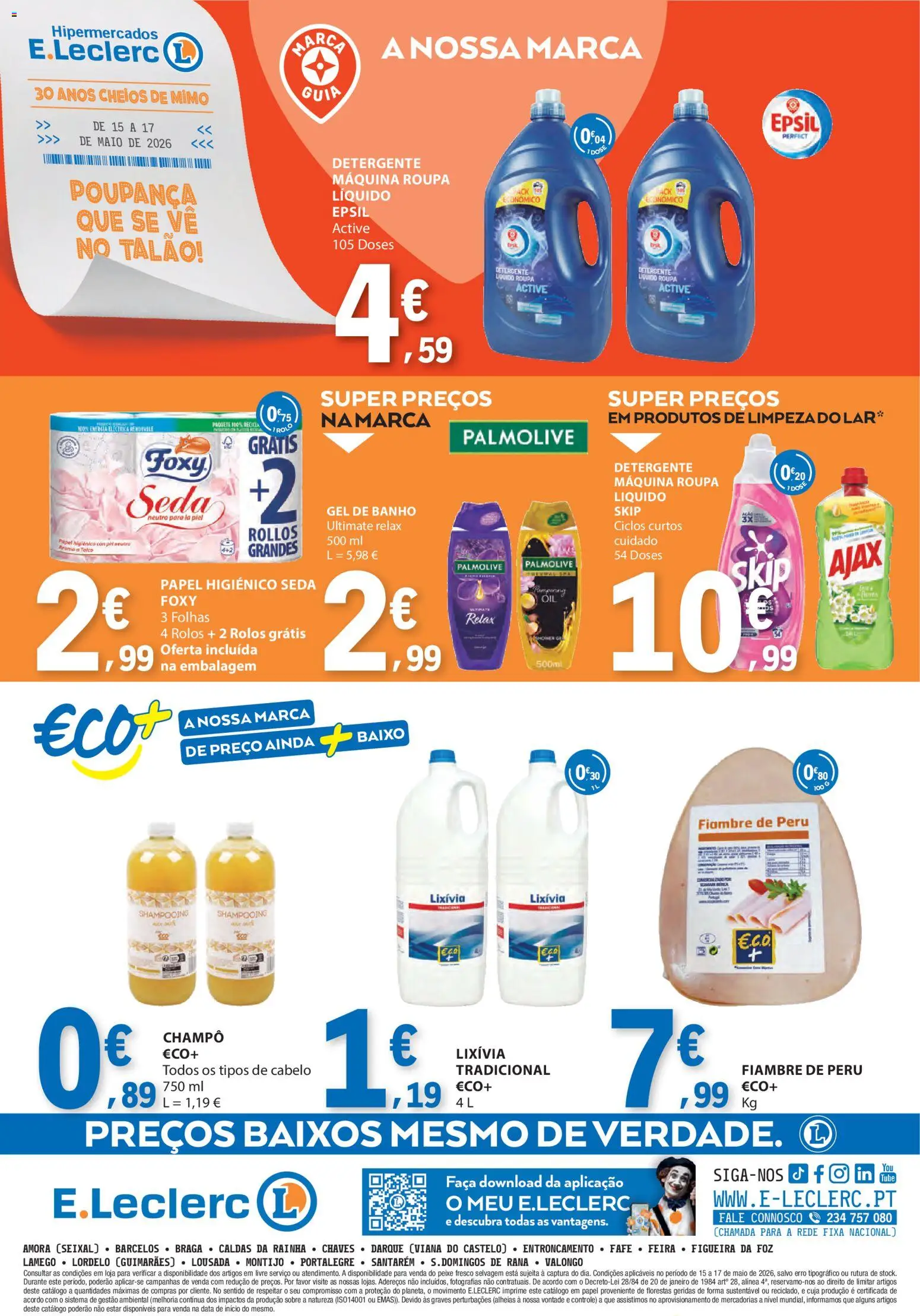 E.Leclerc Catálogo Fim de Semana │ válido de 15.05.2026 | Página: 4 | Produtos: Faca, Papel higiénico, Peru, Peixe
