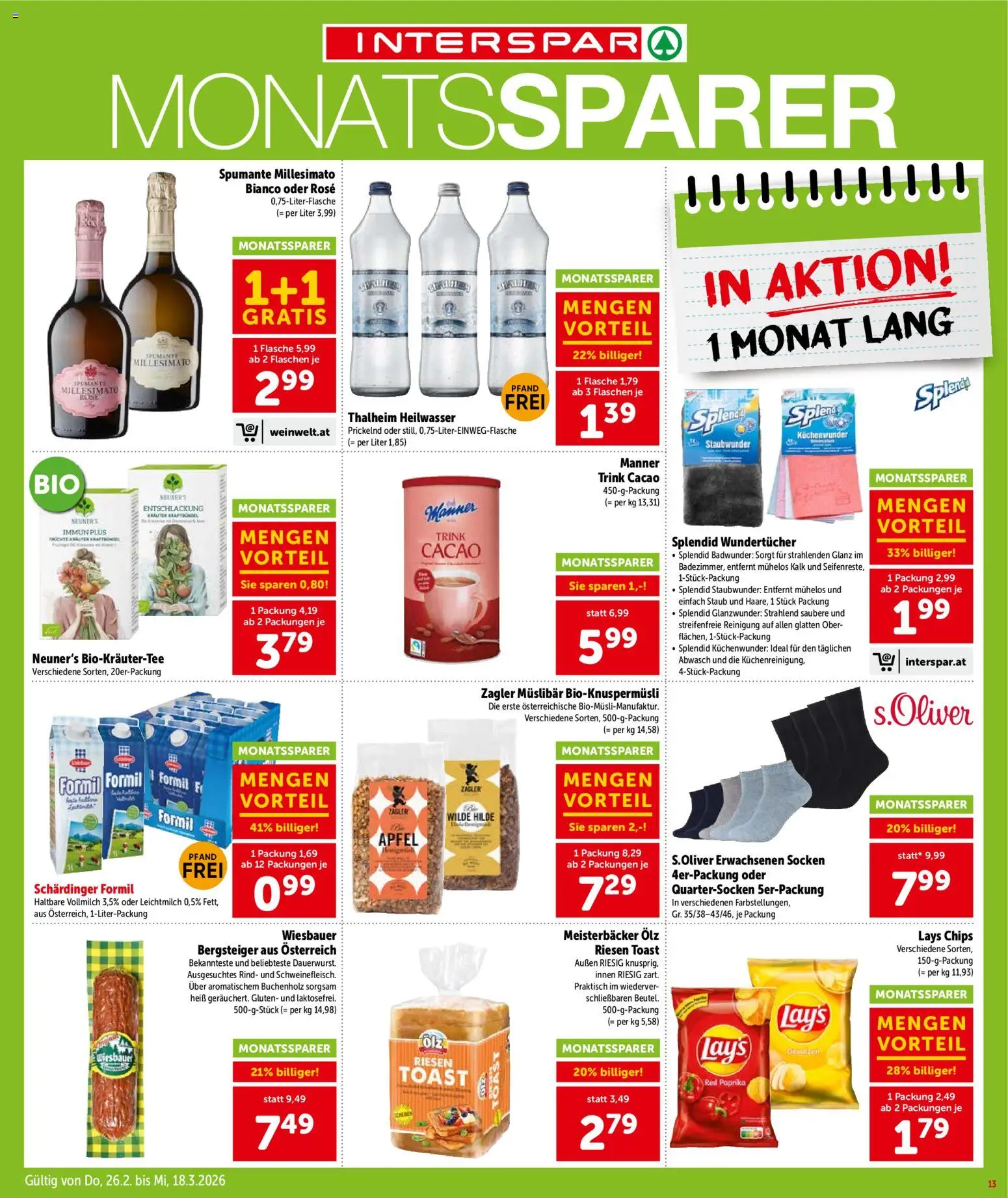 Interspar Flugblatt - Niederösterreich gültig ab 26.02.2026 | Seite: 14 | Produkte: Chips, Socken, Äpfel
