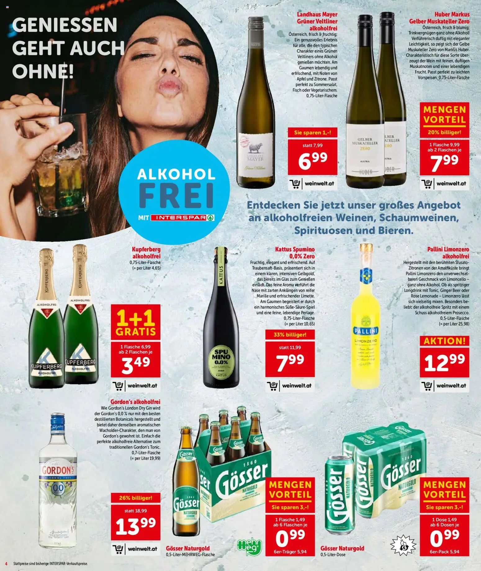 Interspar Flugblatt - Niederösterreich gültig ab 25.06.2026 | Seite: 4 | Produkte: Gin, Wein, Äpfel, Fisch