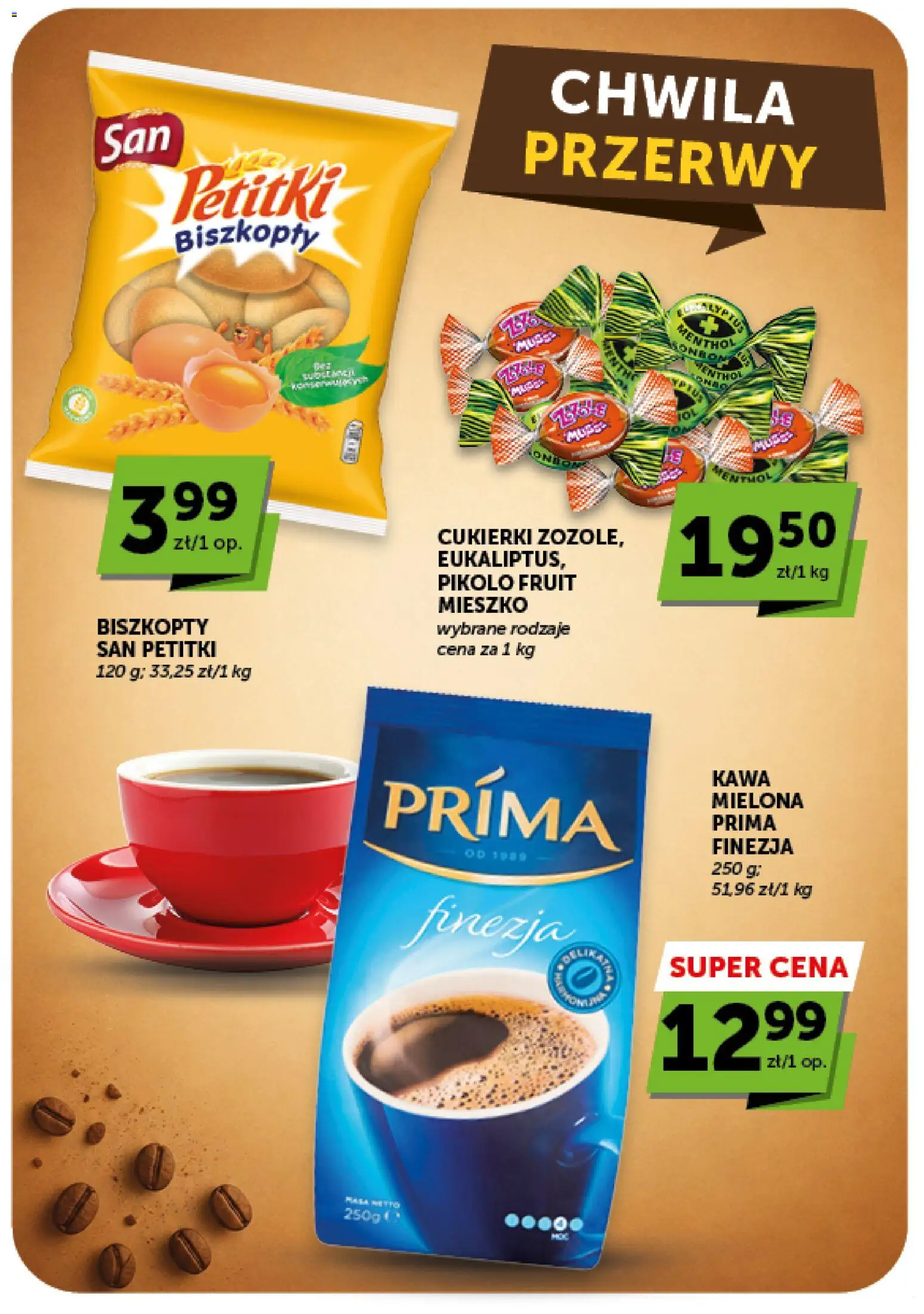 Groszek gazetka - Minimarket od 23.07.2026 | Strona: 15 | Produkty: Kawa mielona Prima, Kawa, Cukierki