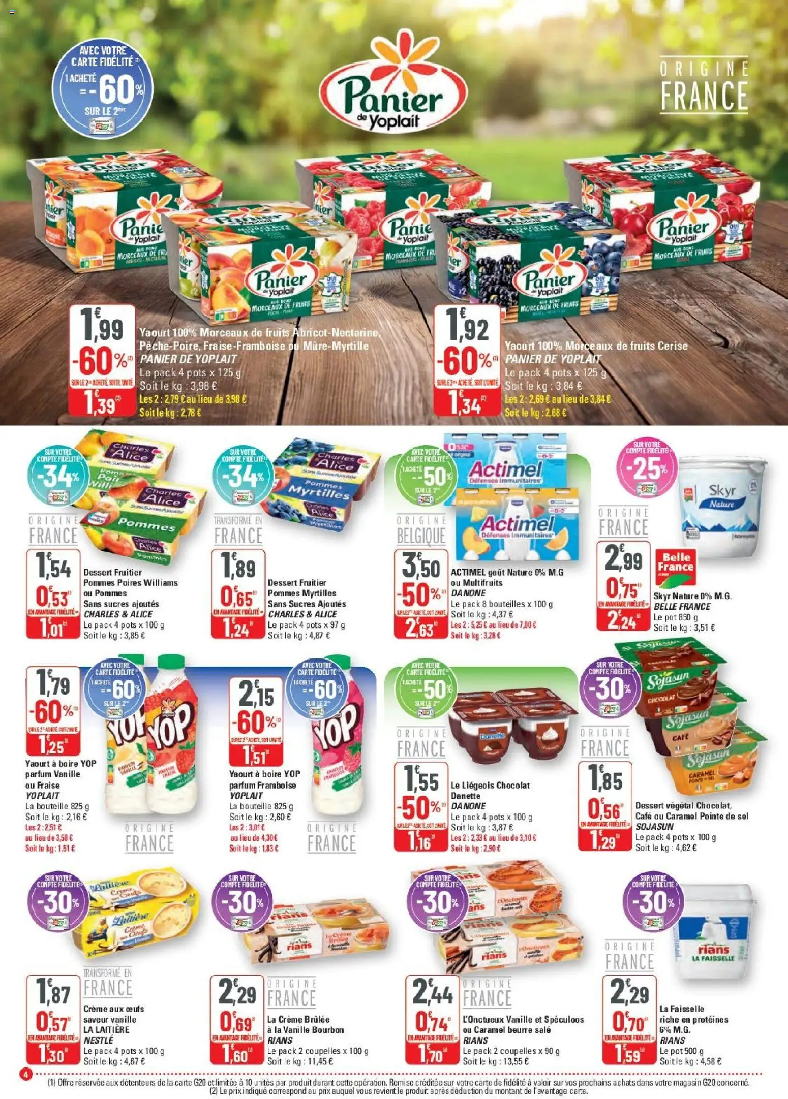{H1} | Page: 4 | Produits: Bouteille, Beurre, Yaourt, Pommes