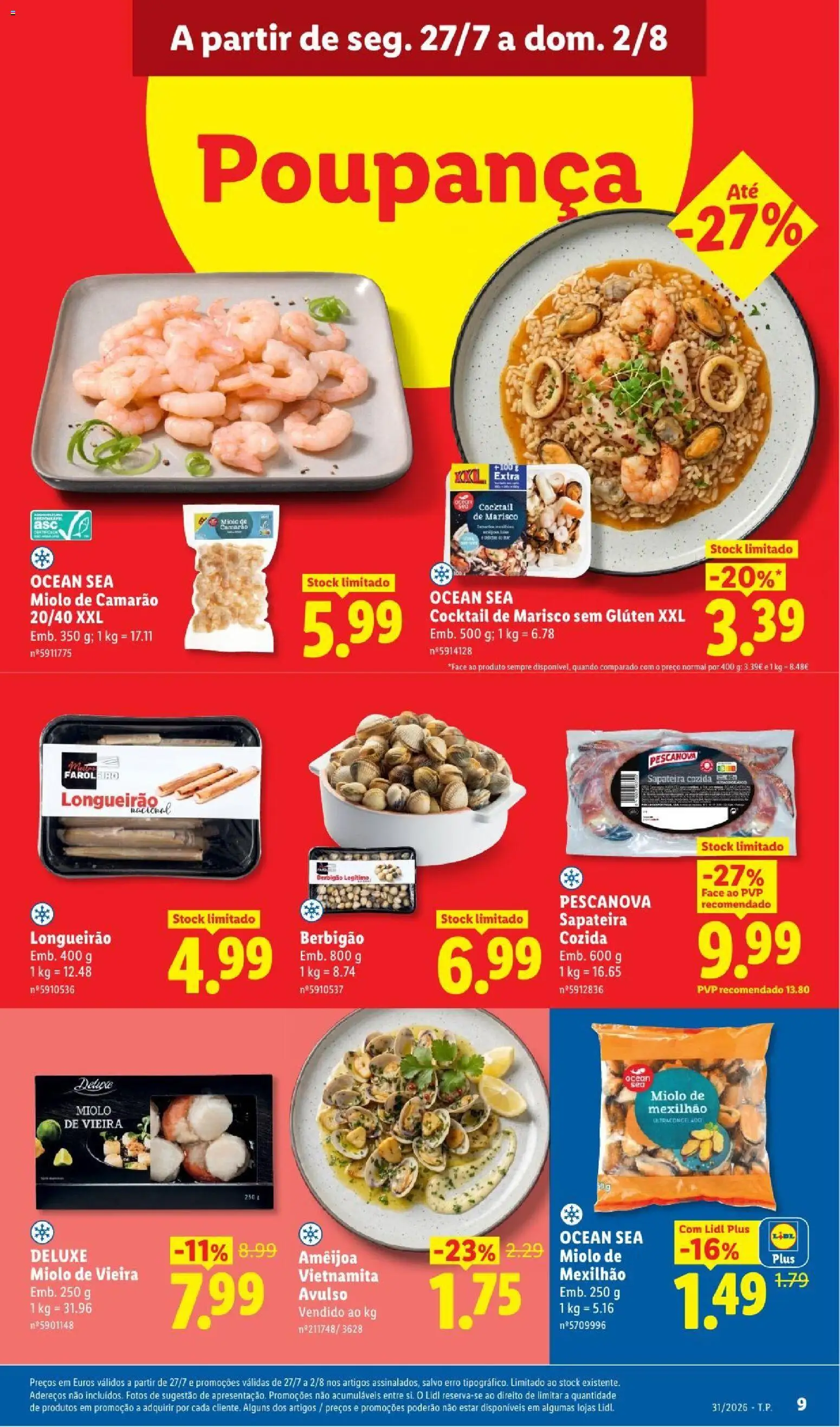 Lidl folheto │ válido de 27/07/2026 | Página: 9 | Produtos: Camarão, Sapateira
