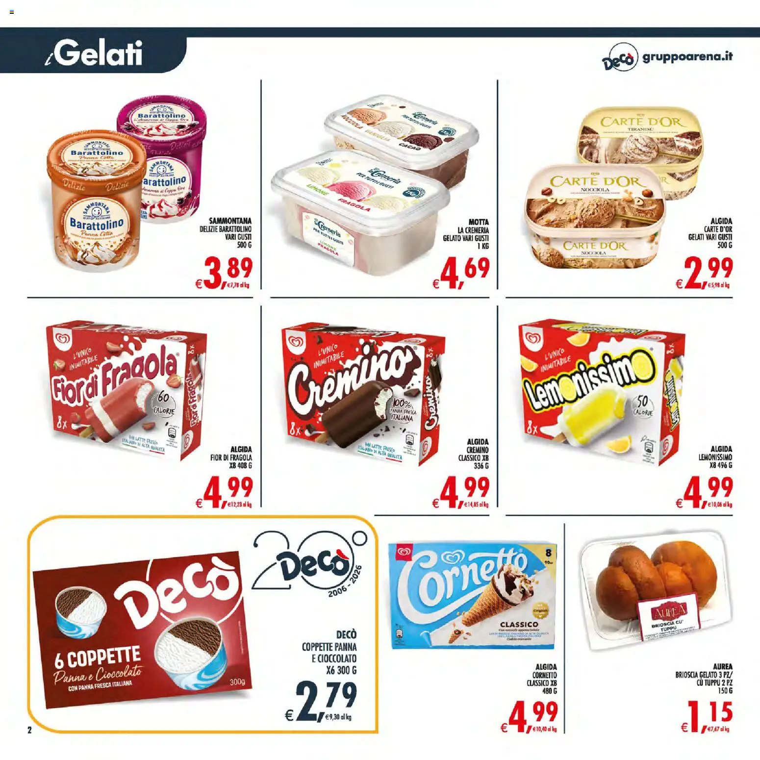 Volantino Decò del 21/07/2026 | Pagina: 2 | Prodotti: Cioccolato, Panna, Gelato, Limone