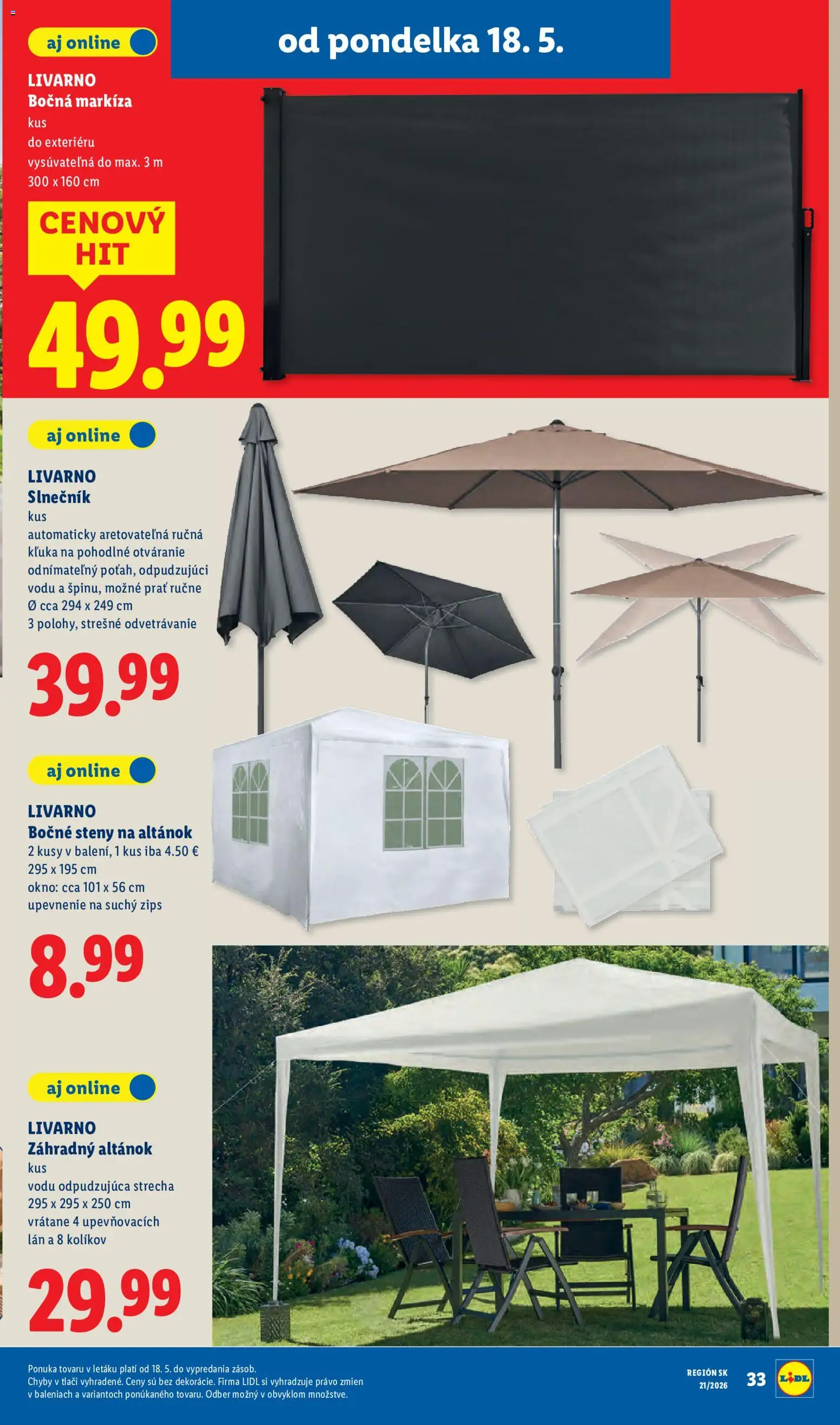 Nové Lidl akcie – leták je platný od 18.05.2026 | Strana: 41 | Produkty: Altánok, Záhradný altánok