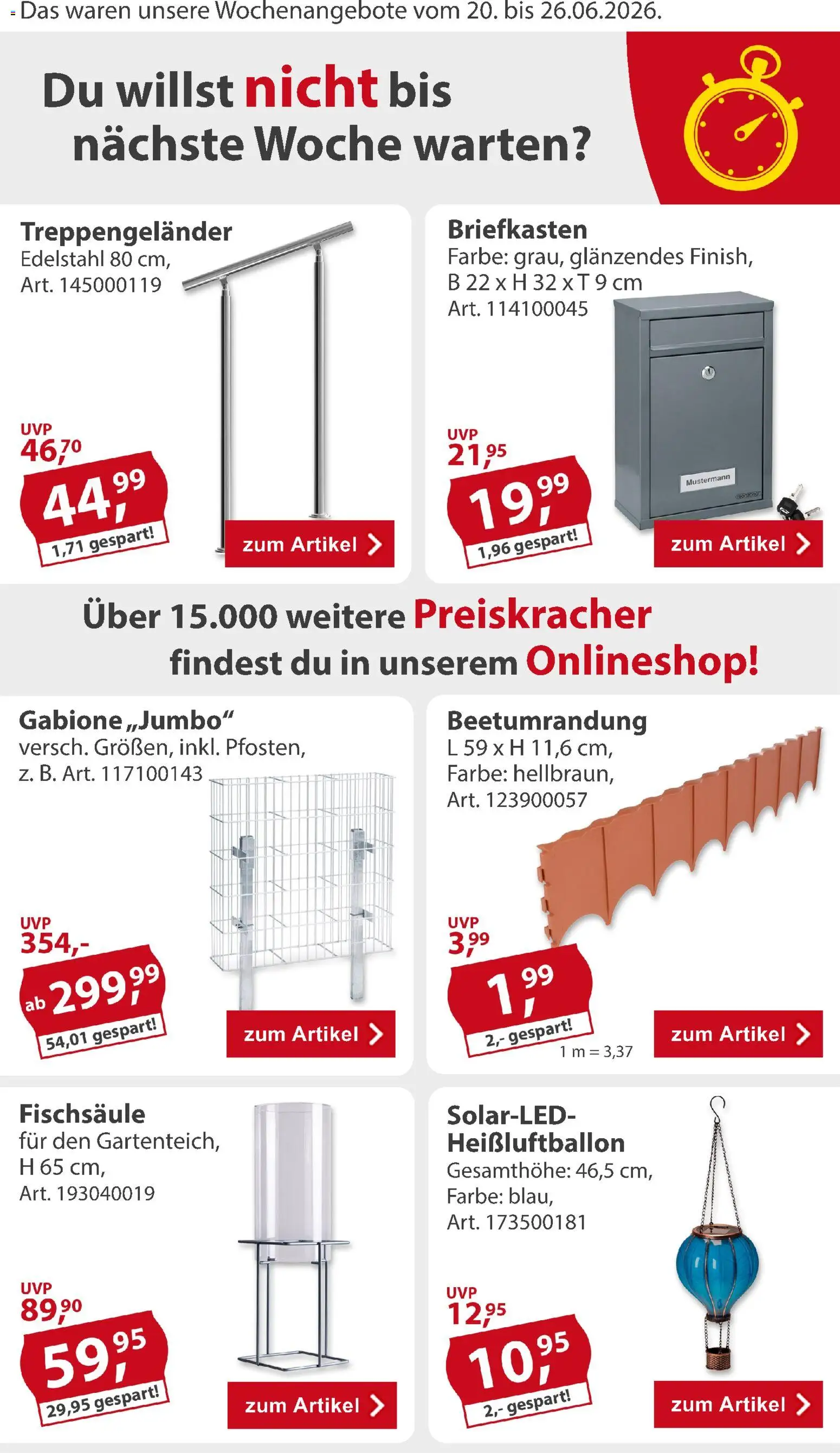 Sonderpreis Baumarkt Prospekt | 20.06.2026 | Wie erhält man einen begrenzten Rabatt? | Deutschland
