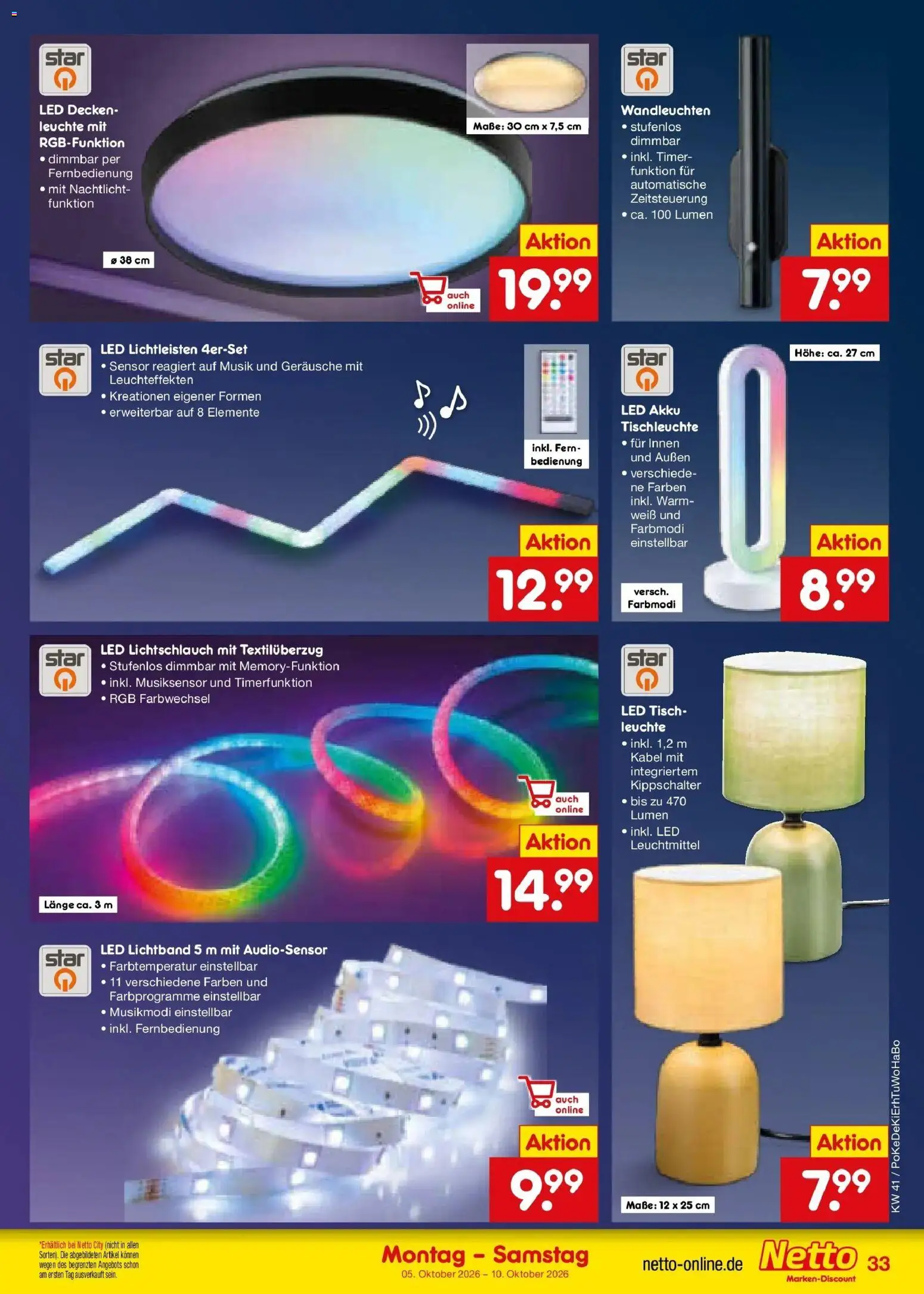 Netto Marken-Discount Prospekt Mistelbach – gültig ab 05.10.2026 | Seite: 41 | Produkte: Kabel, Tisch, Nachtlicht
