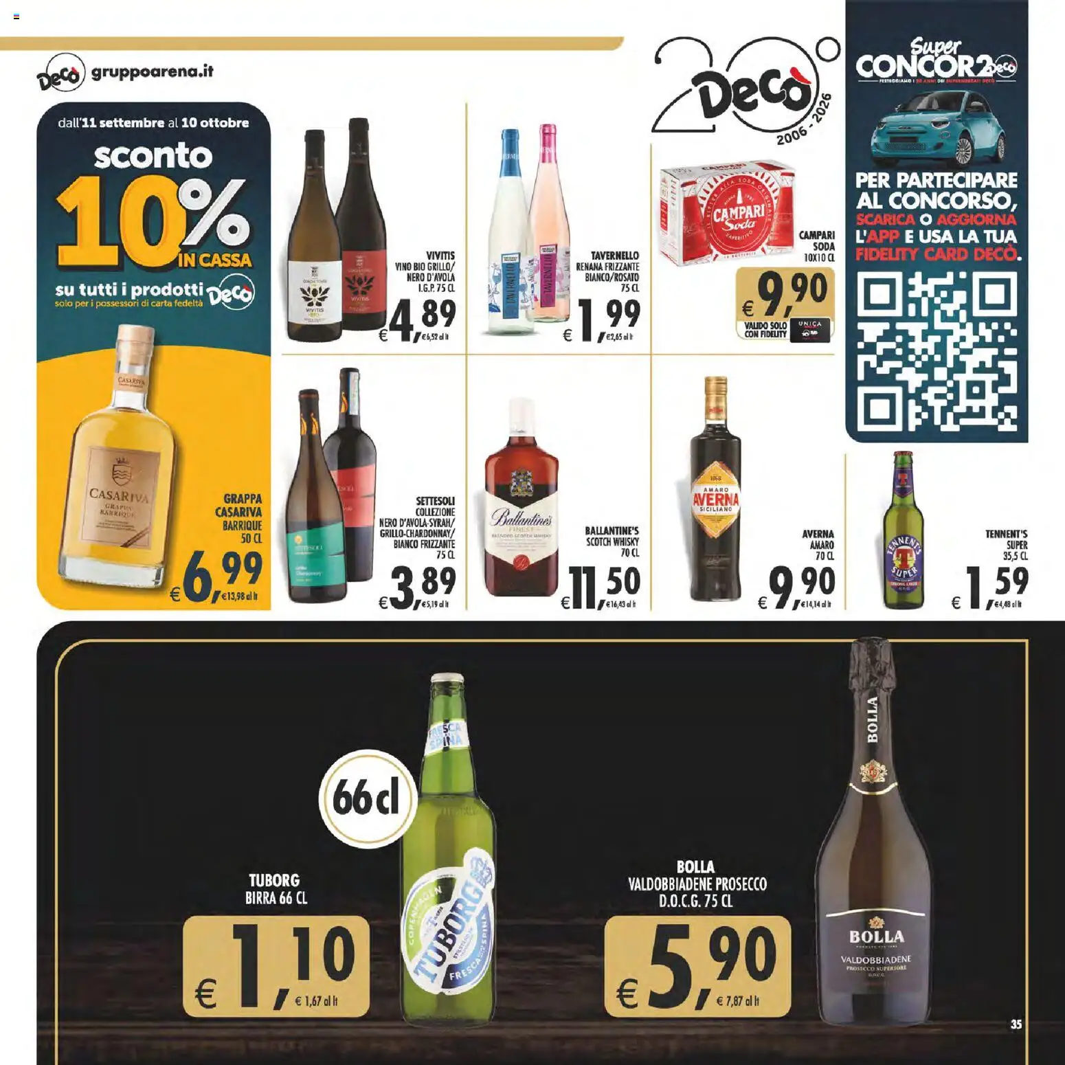 Volantino Decò del 22/09/2026 | Pagina: 35 | Prodotti: Whisky, Ballantine’s, Vino, Grappa