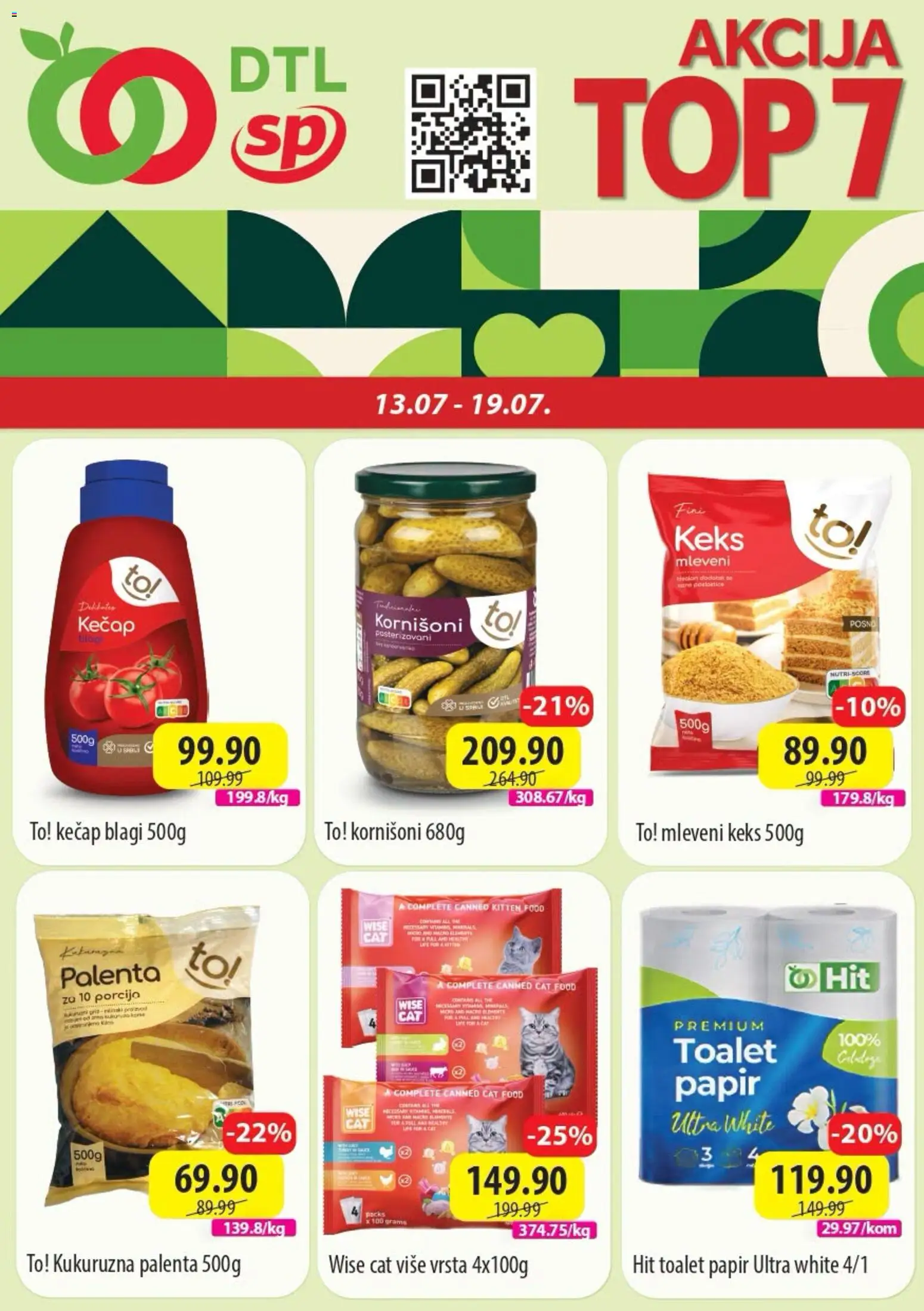Senta Promet katalog - važi od 13.07.2026 | Strana: 1 | Proizvode: Mleveni keks, Keks, Toalet papir, Palenta