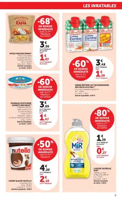 Super U - Prévisualisation de Super U - Les prix bas de la semaine valide à partir de 09.06.2026 | Page: 5 | Produits: Liquide vaisselle, Caprice des dieux, Pâtes, Crème
