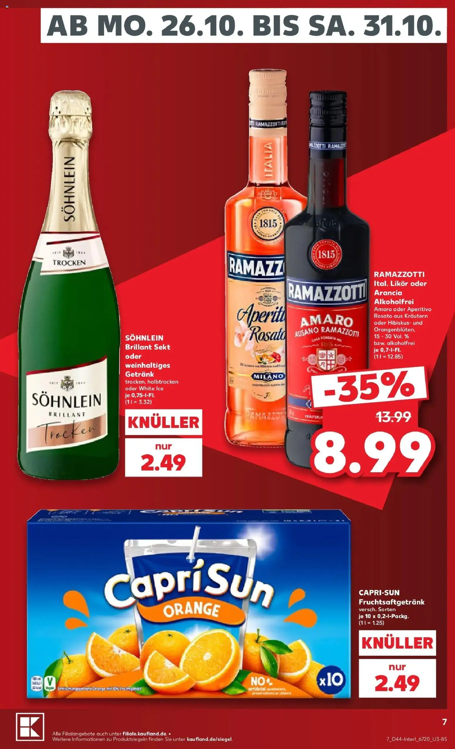 Prospekt Kaufland ab 26.10.2026 » Angebote Online zum Blättern | Seite: 11 | Produkte: Sekt, Likör, Ramazzotti