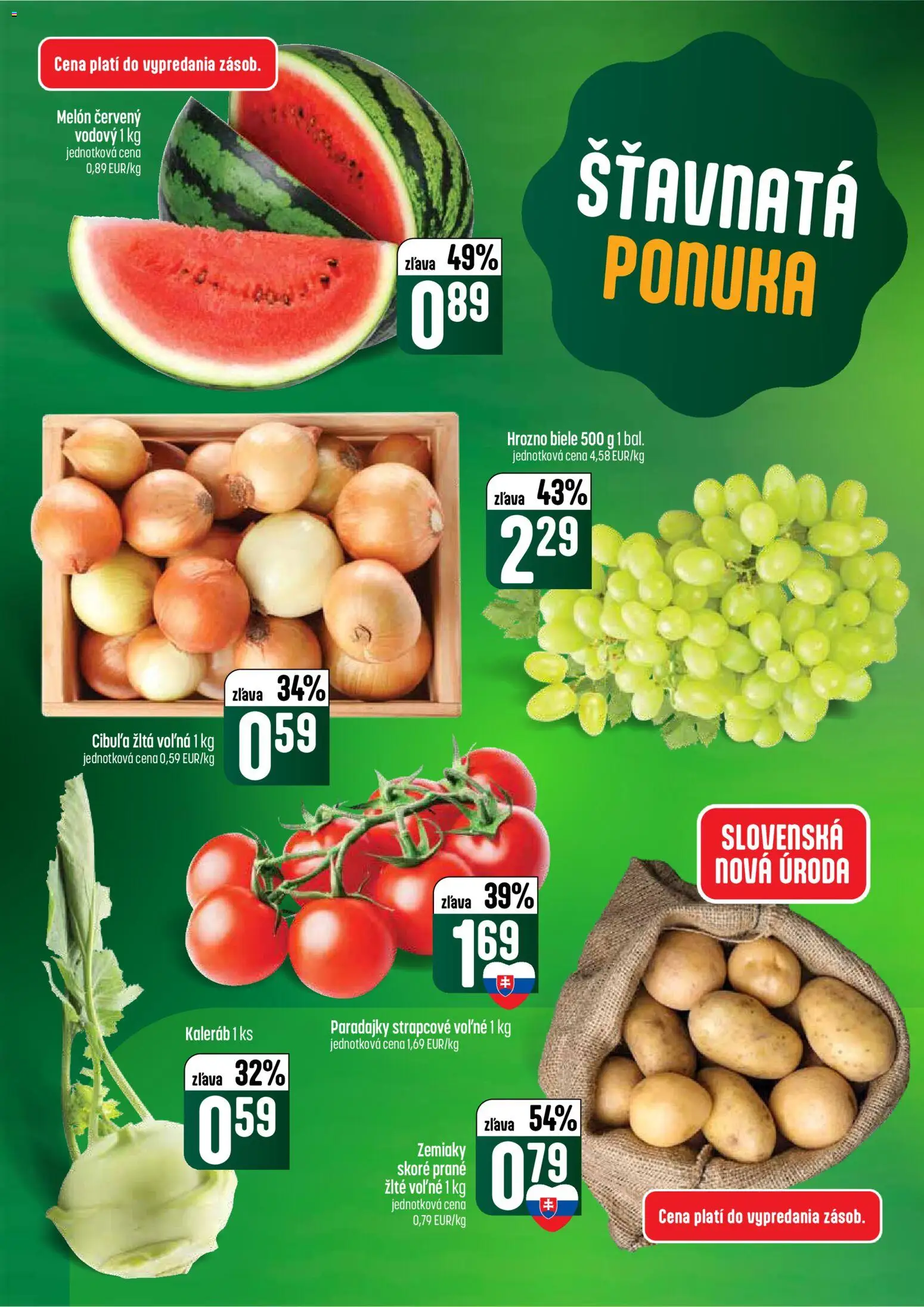 Nové COOP Jednota akcie – leták je platný od 18.06.2026 | Strana: 10 | Produkty: Paradajky, Zemiaky, Melón, Hrozno