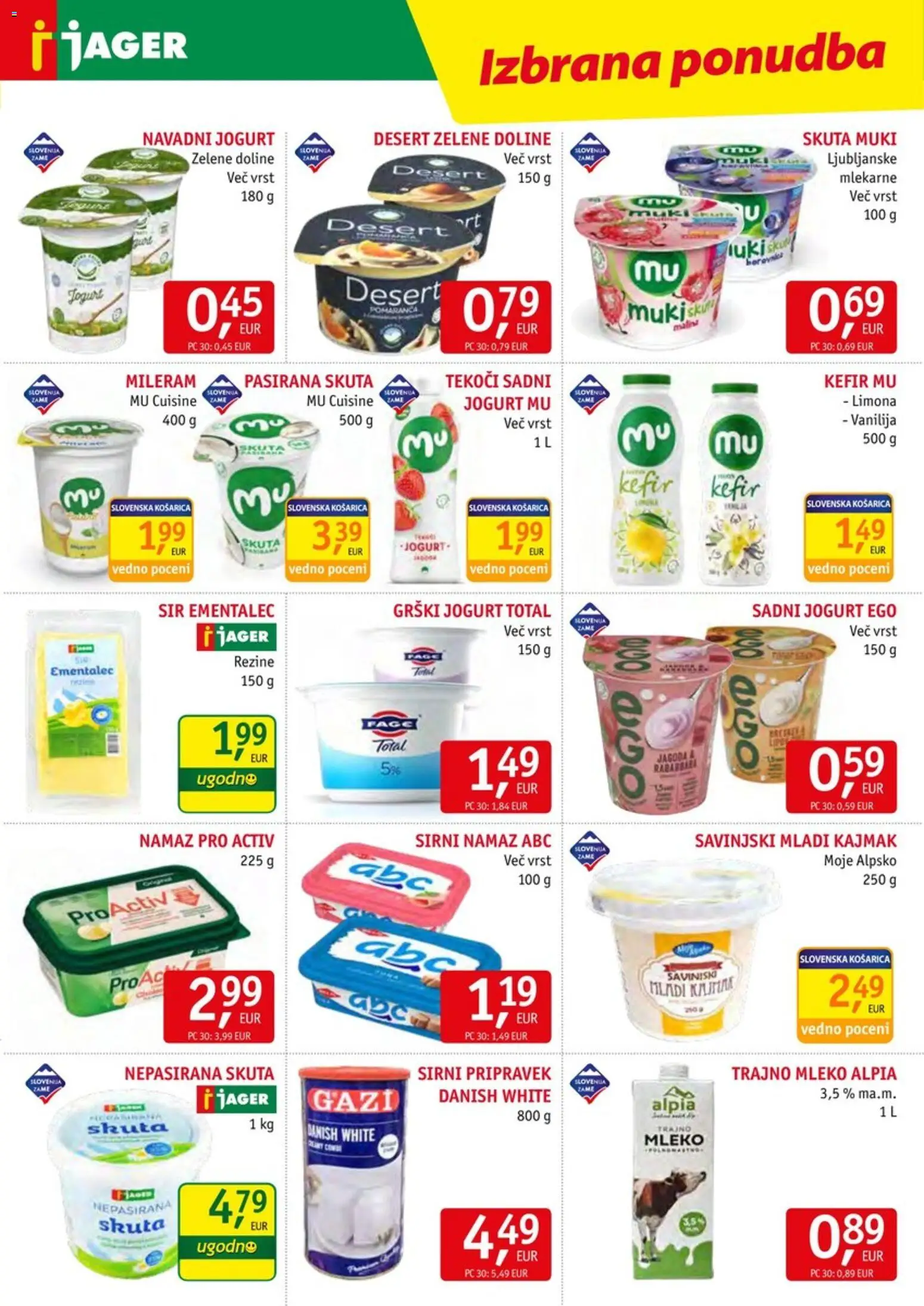 Novi Jager katalog ponudbe – veljaven od 06.05.2026 | Stran: 5 | Izdelki: Namaz, Mleko, Sir, Skuta