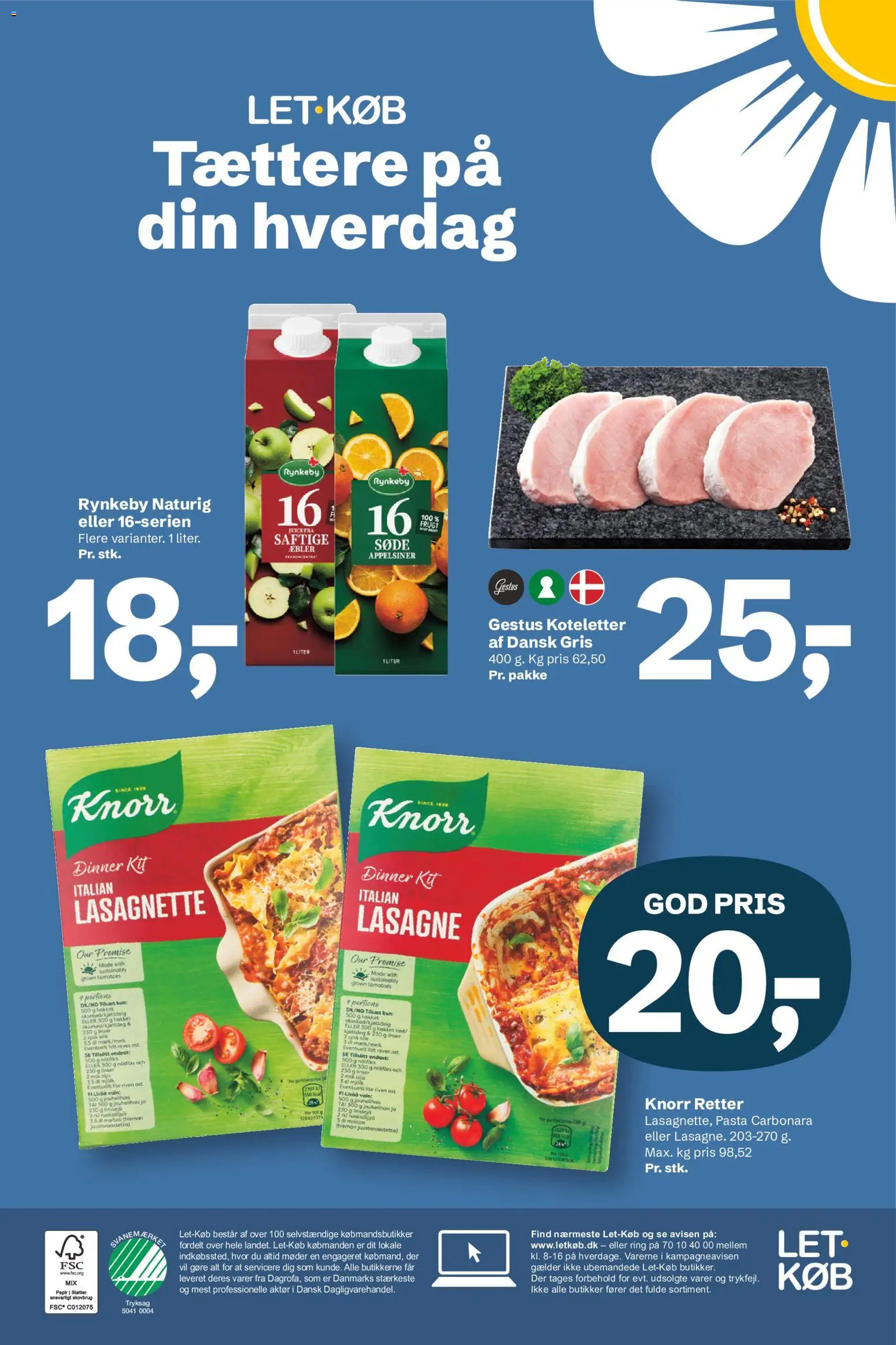 LETKØB tilbudsavis – gyldig fra 19/10/2026 | Side: 8 | Produkter: Appelsiner, Pasta, Hakket kød, Lasagne