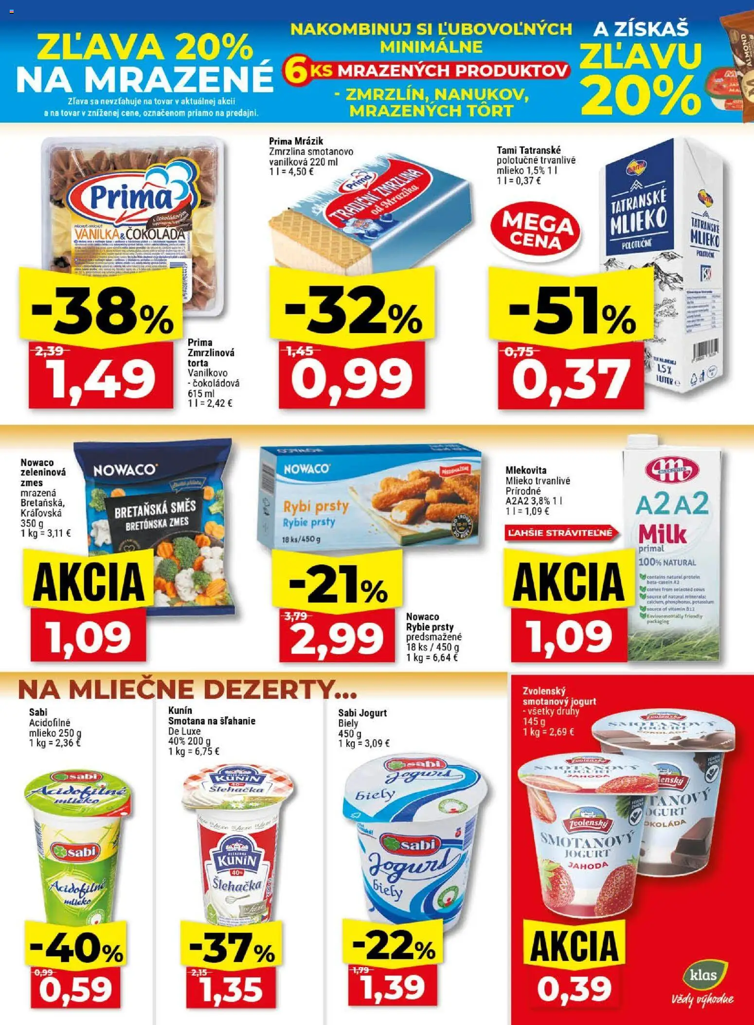 Nové Klas akcie – leták je platný od 03.08.2026 | Strana: 9 | Produkty: Smotana, Zmrzlina, Torta, Smotana na šľahanie
