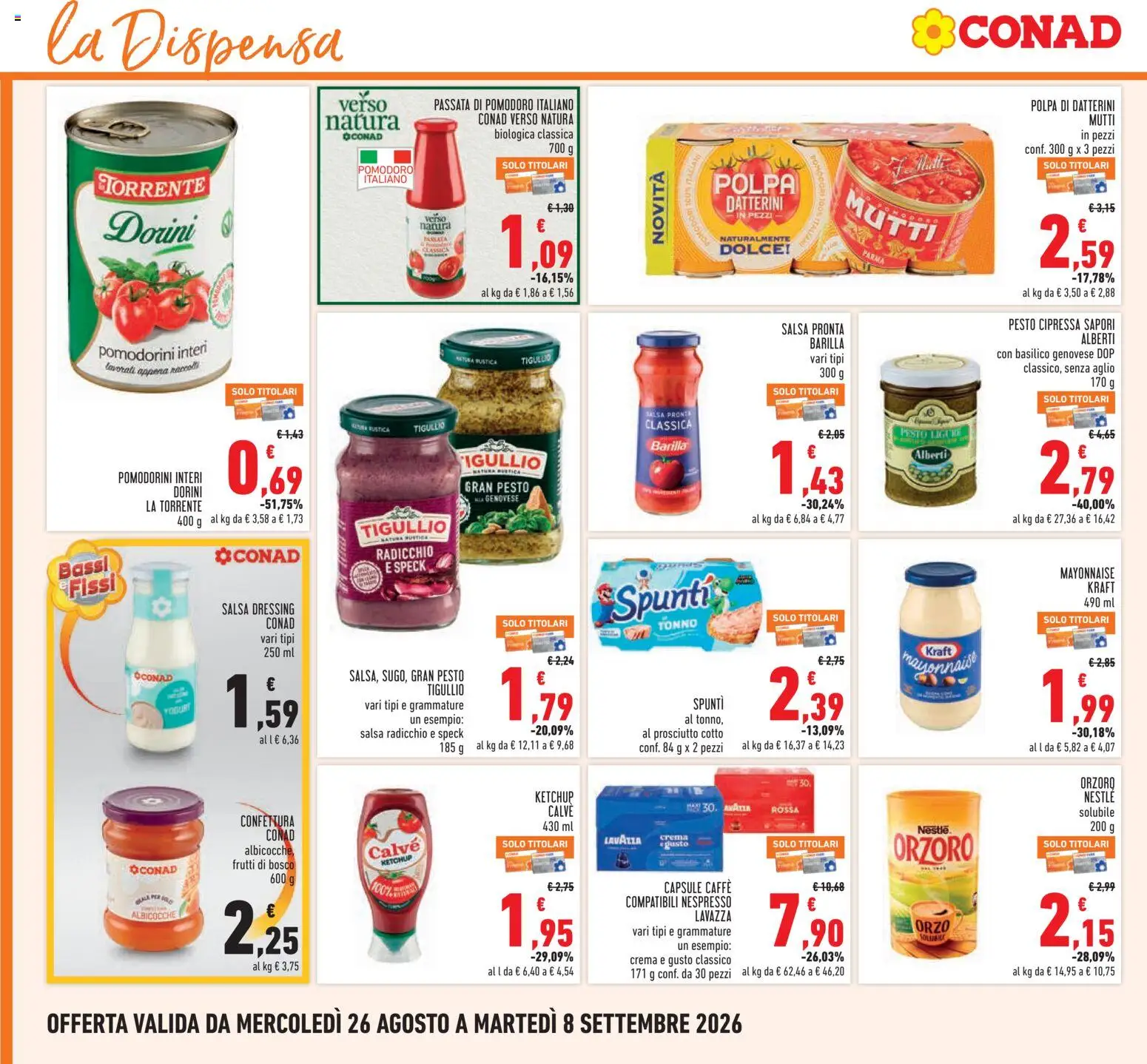 Volantino Conad del 26/08/2026 | Pagina: 18 | Prodotti: Speck, Barilla, Pesto, Albicocche