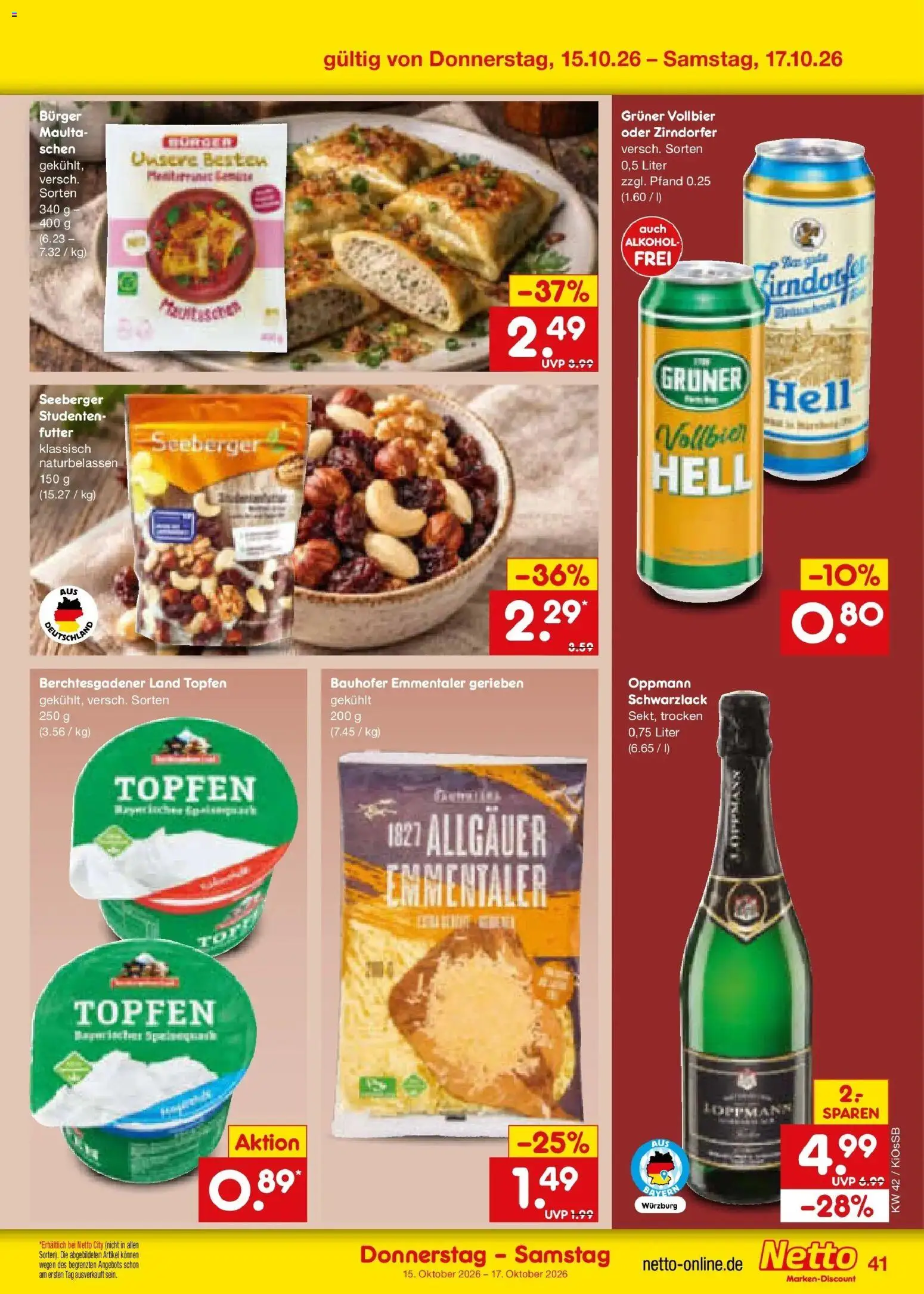 Netto Marken-Discount Prospekt Nürnberg (ab 12.10.2026) » Angebote | Seite: 57 | Produkte: Burger, Alkohol